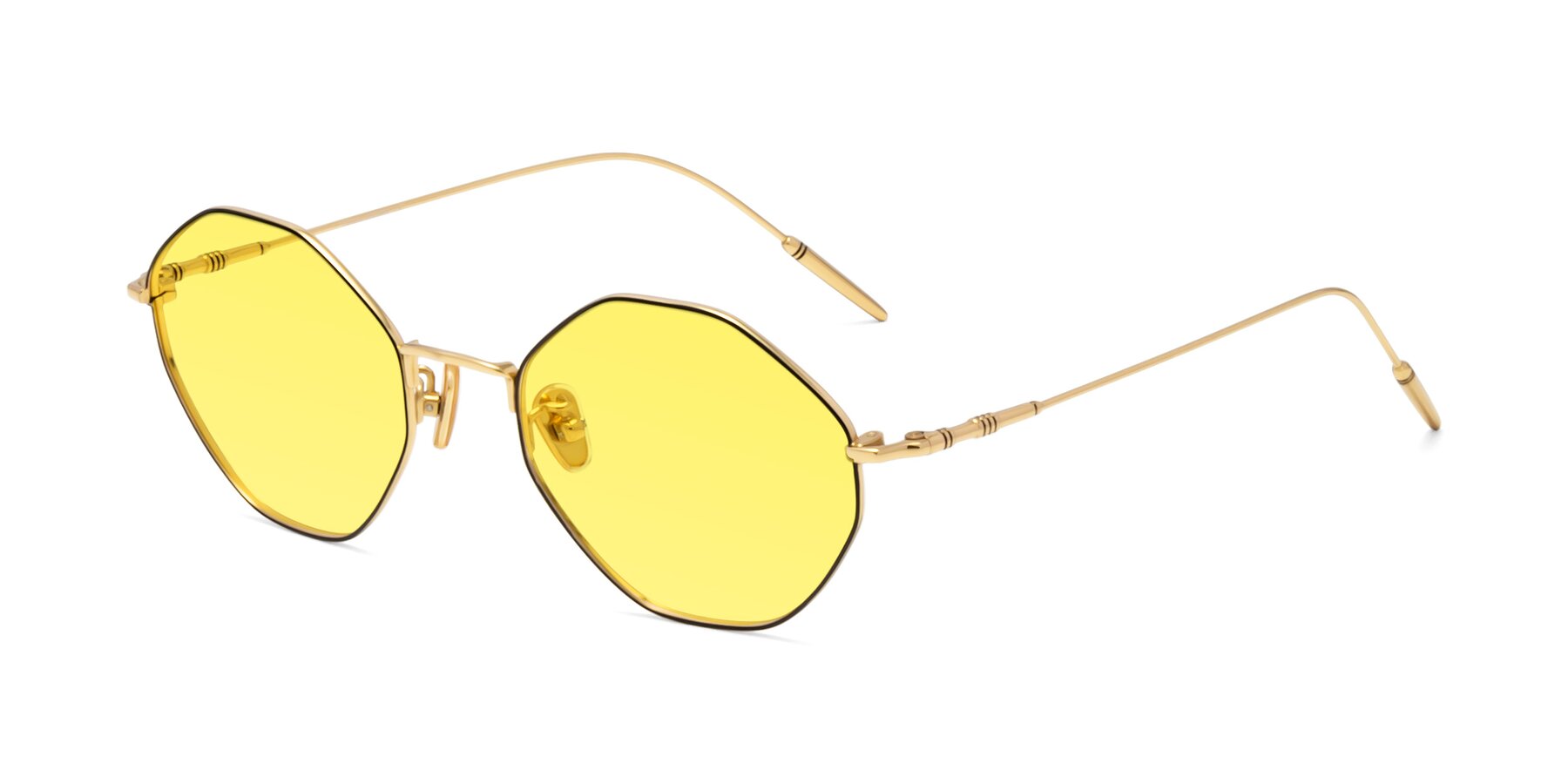 Angle of 90001 in Black-Gold with Medium Yellow Tinted Lenses