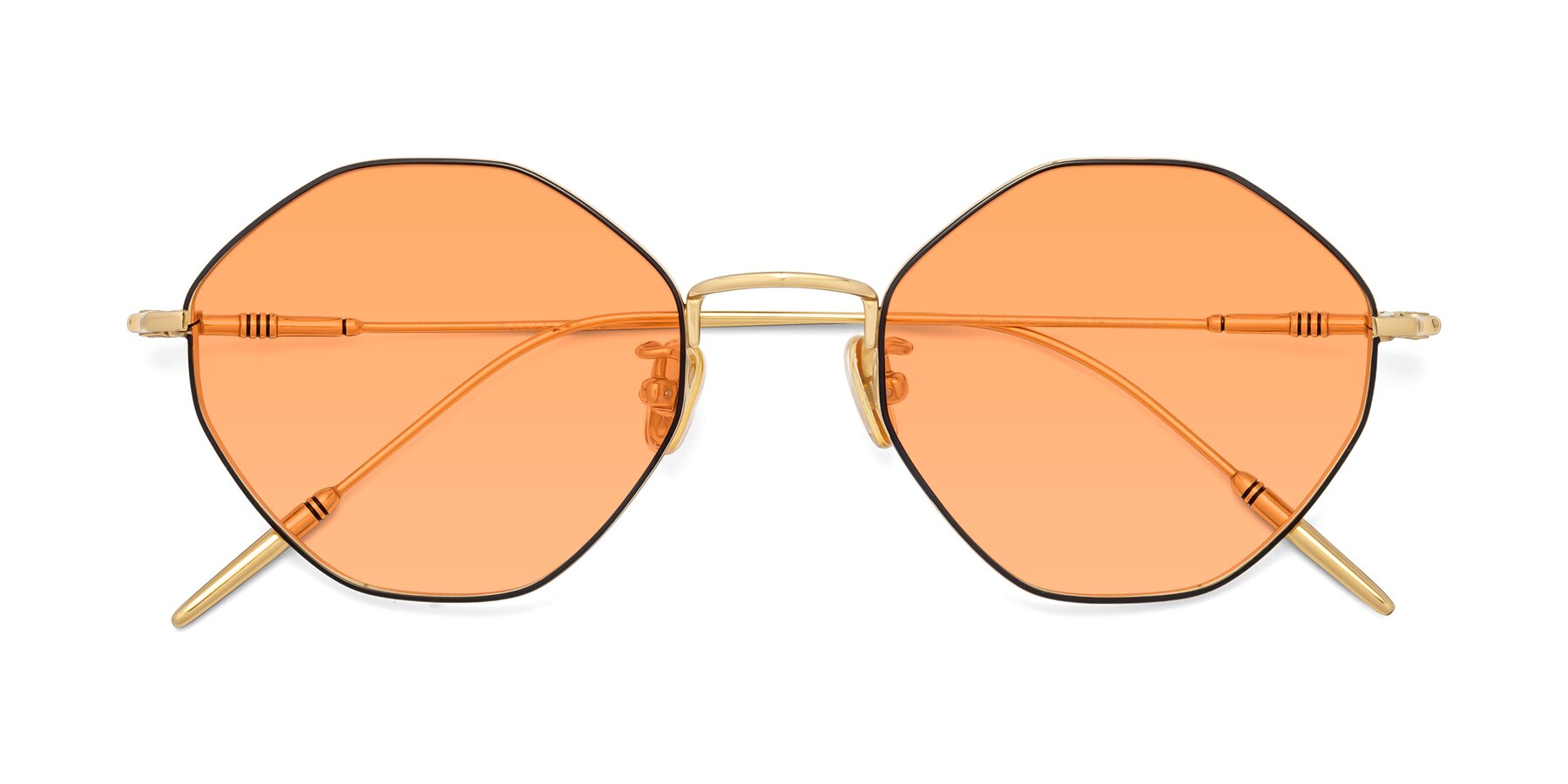 Folded Front of 90001 in Black-Gold with Medium Orange Tinted Lenses