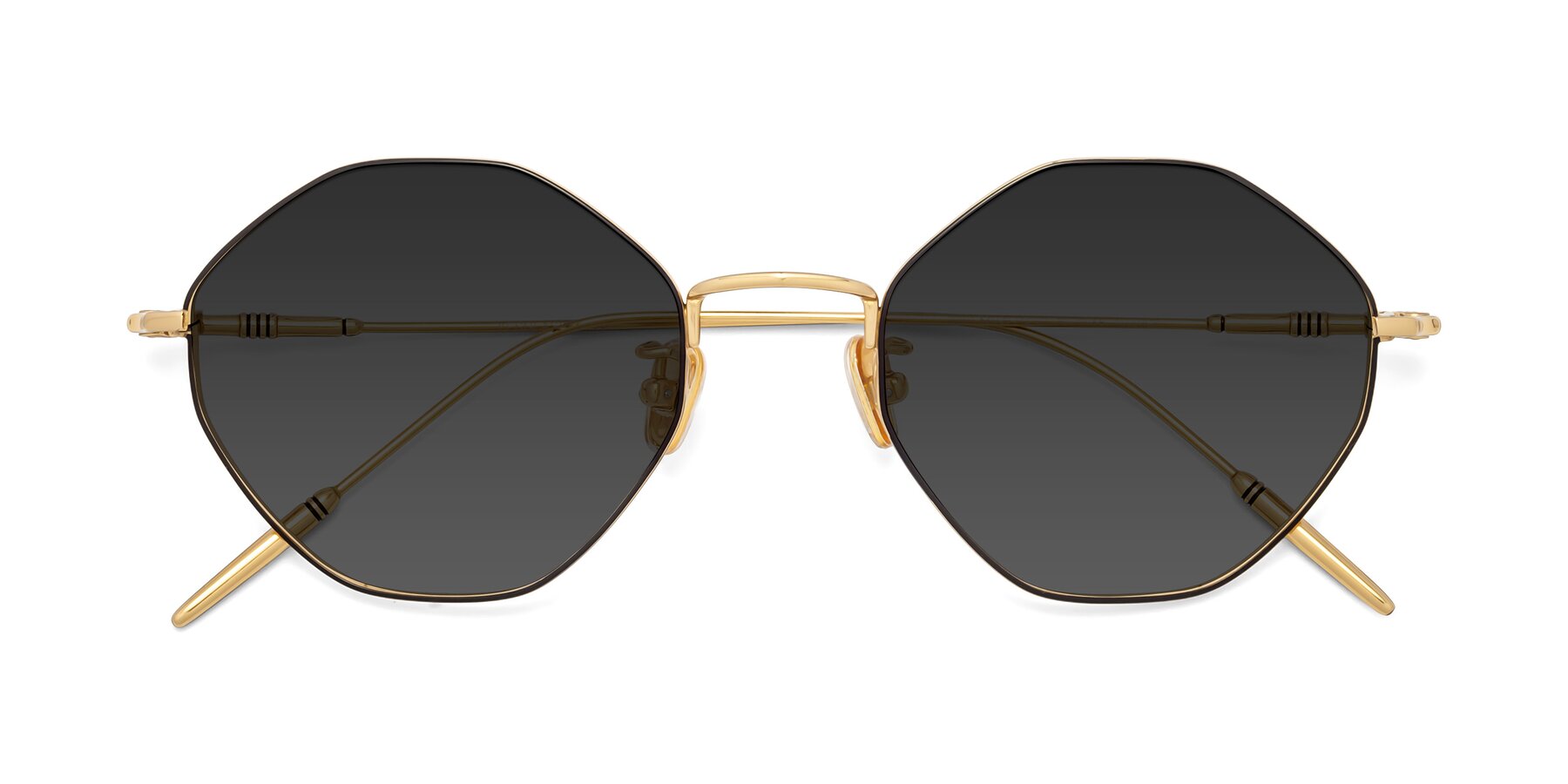 Folded Front of 90001 in Black-Gold with Gray Tinted Lenses