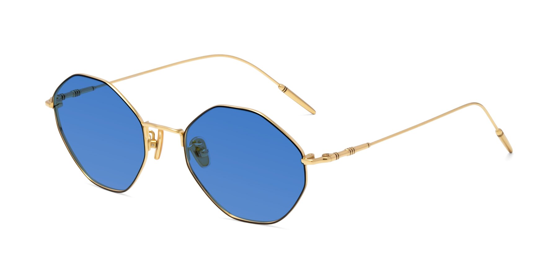 Angle of 90001 in Black-Gold with Blue Tinted Lenses