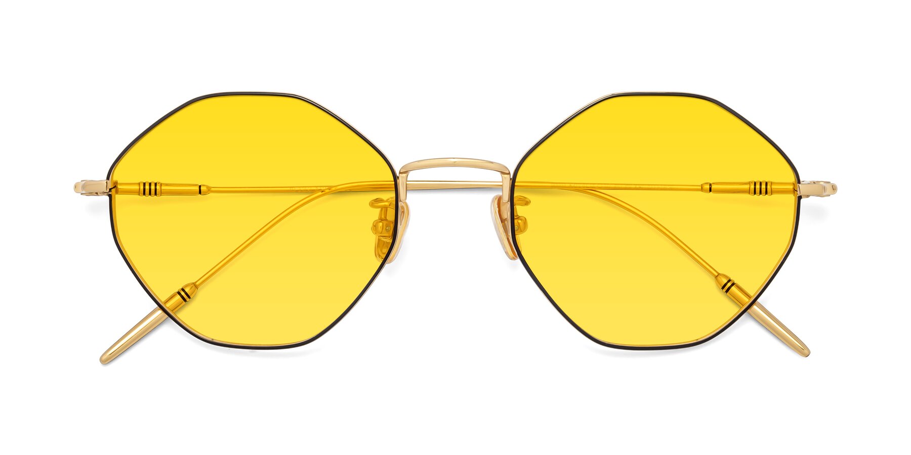 Folded Front of 90001 in Black-Gold with Yellow Tinted Lenses