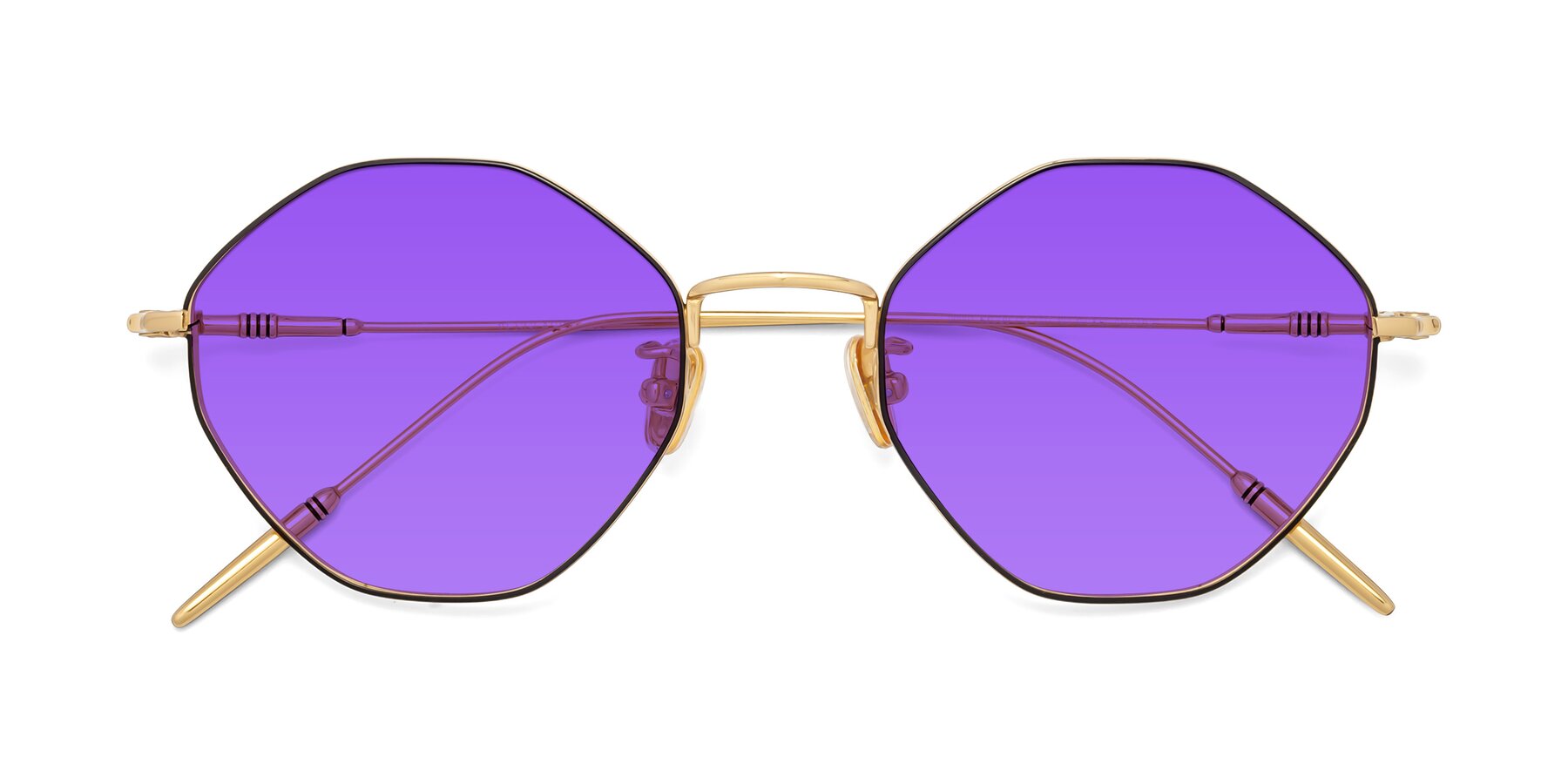 Folded Front of 90001 in Black-Gold with Purple Tinted Lenses