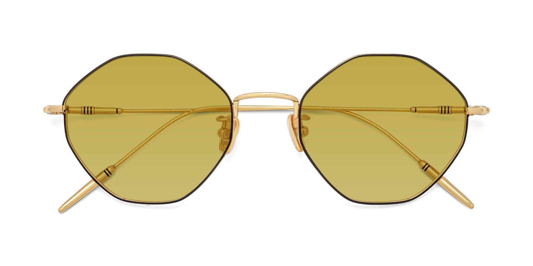 Folded Front of 90001 in Black-Gold with Champagne Tinted Lenses