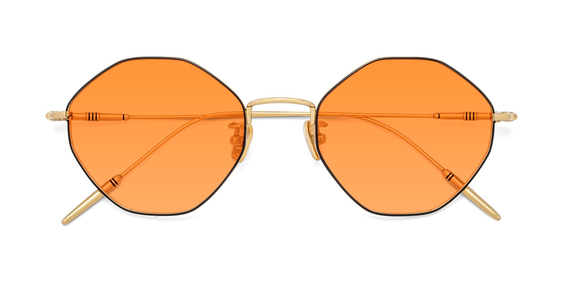 Folded Front of 90001 in Black-Gold with Orange Tinted Lenses