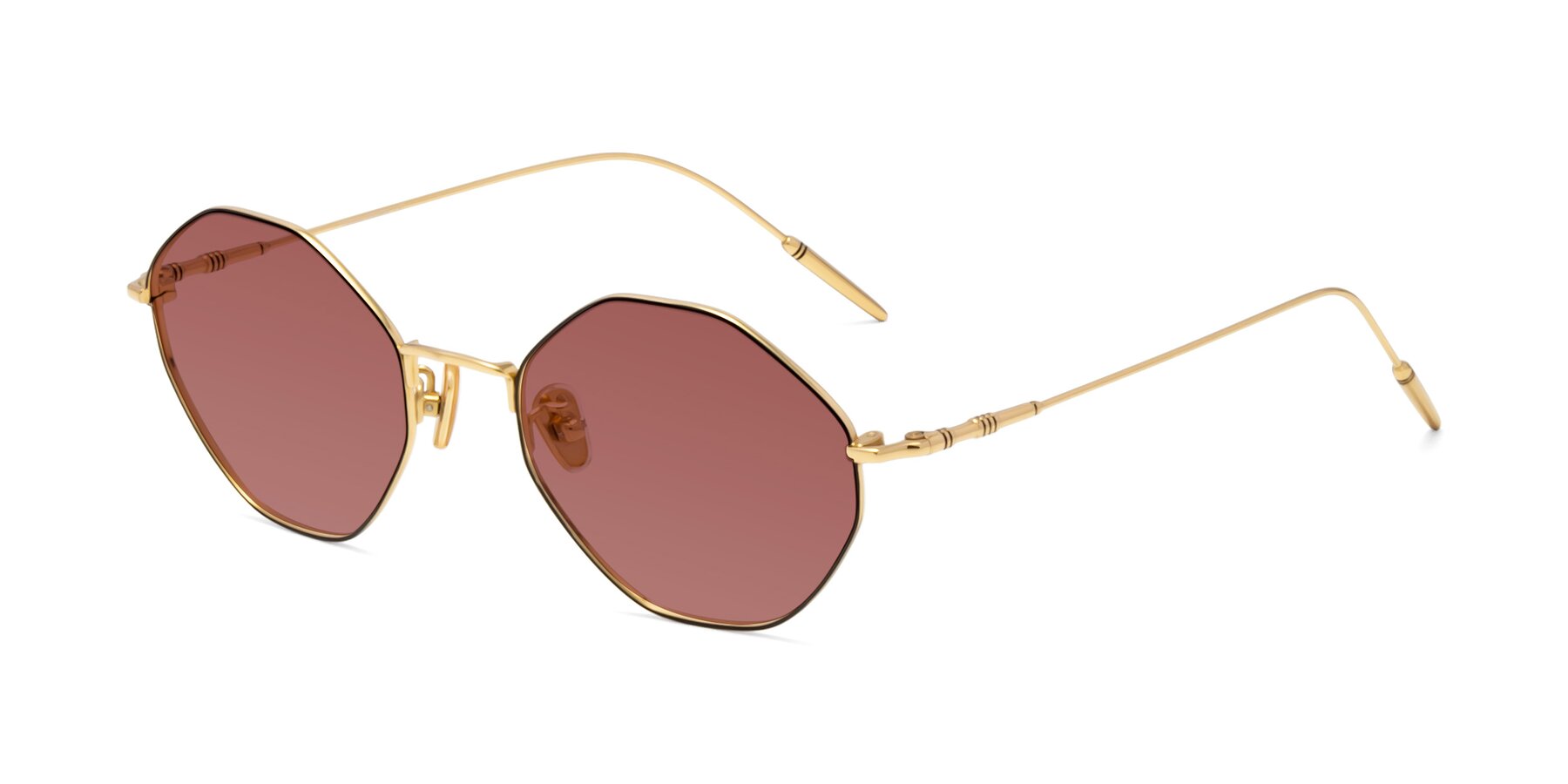 Angle of 90001 in Black-Gold with Garnet Tinted Lenses