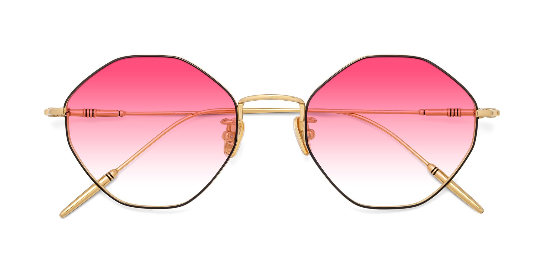 Folded Front of 90001 in Black-Gold with Pink Gradient Lenses