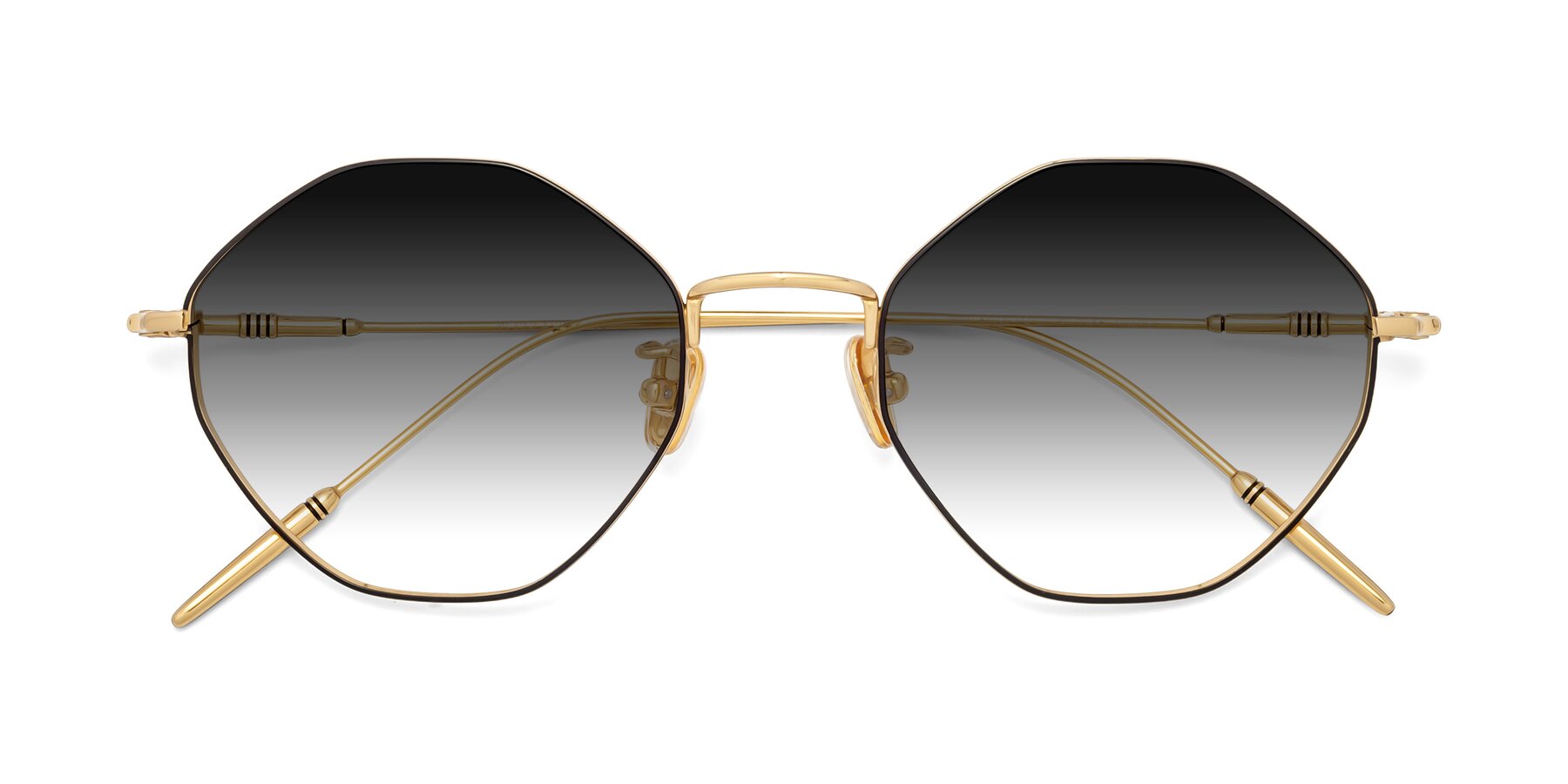 Folded Front of 90001 in Black-Gold with Gray Gradient Lenses