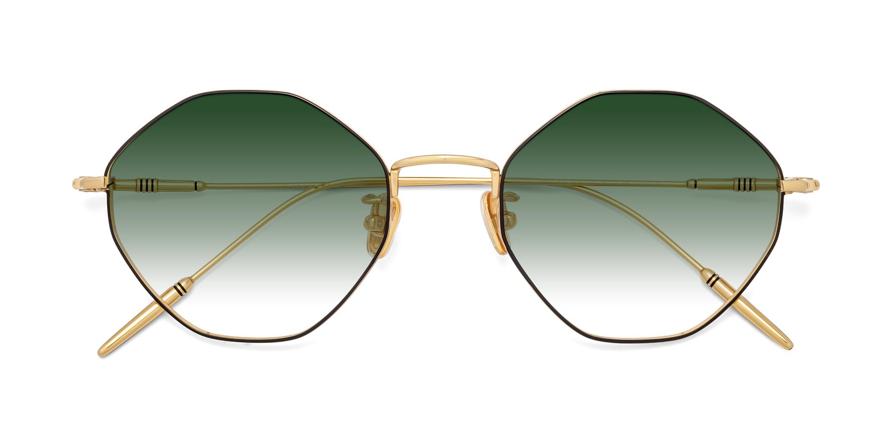 Folded Front of 90001 in Black-Gold with Green Gradient Lenses