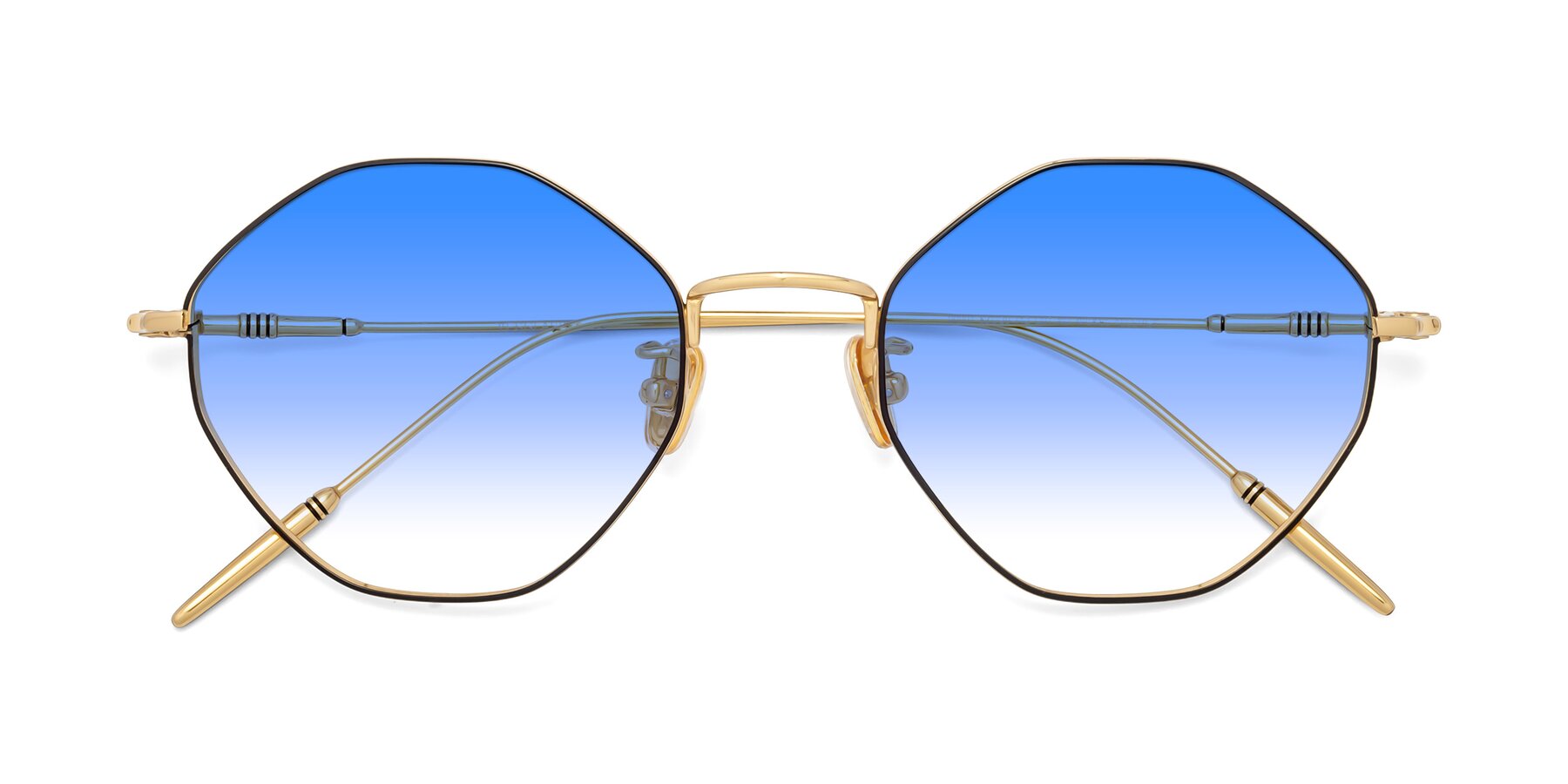 Folded Front of 90001 in Black-Gold with Blue Gradient Lenses