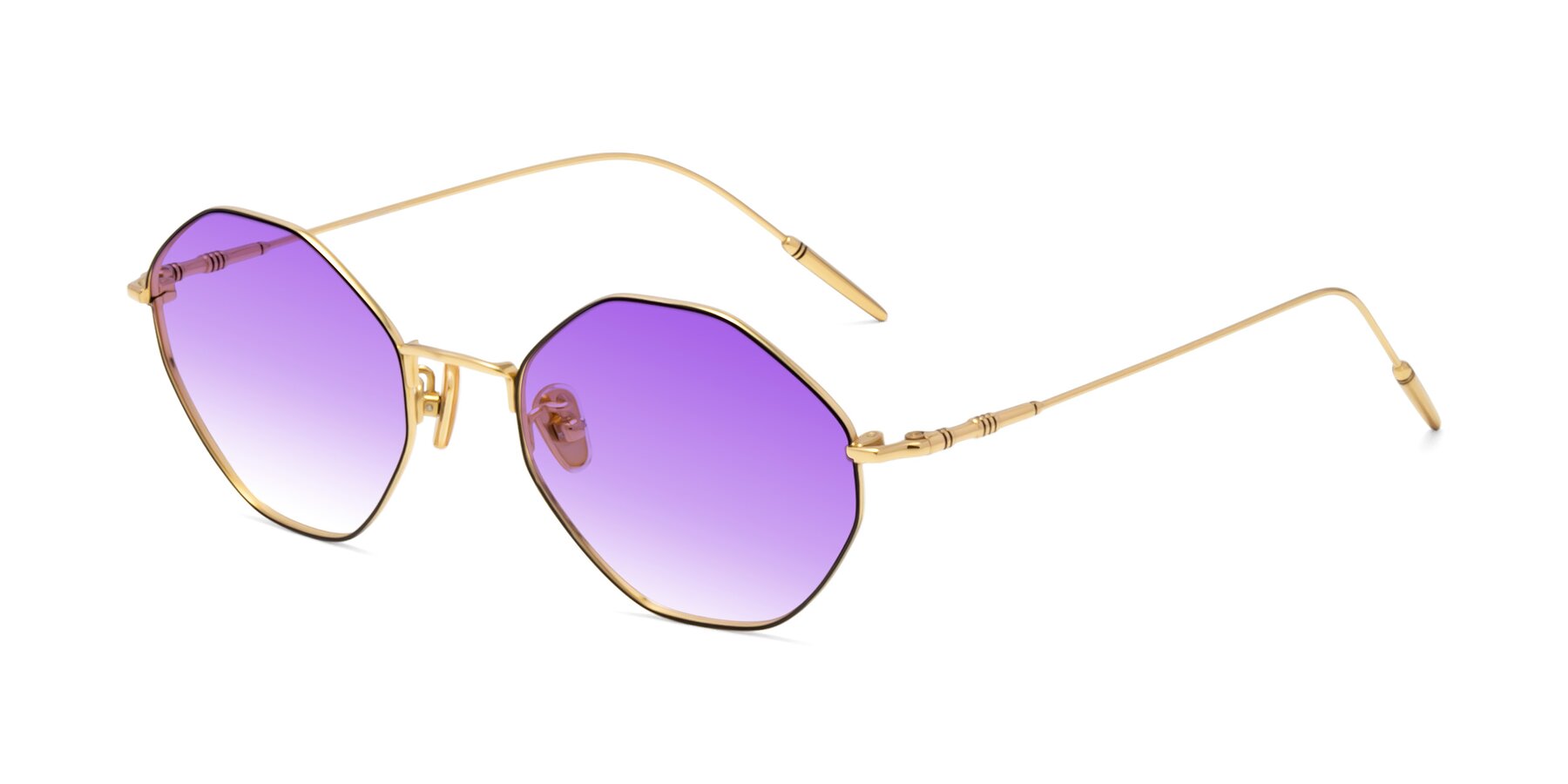 Angle of 90001 in Black-Gold with Purple Gradient Lenses