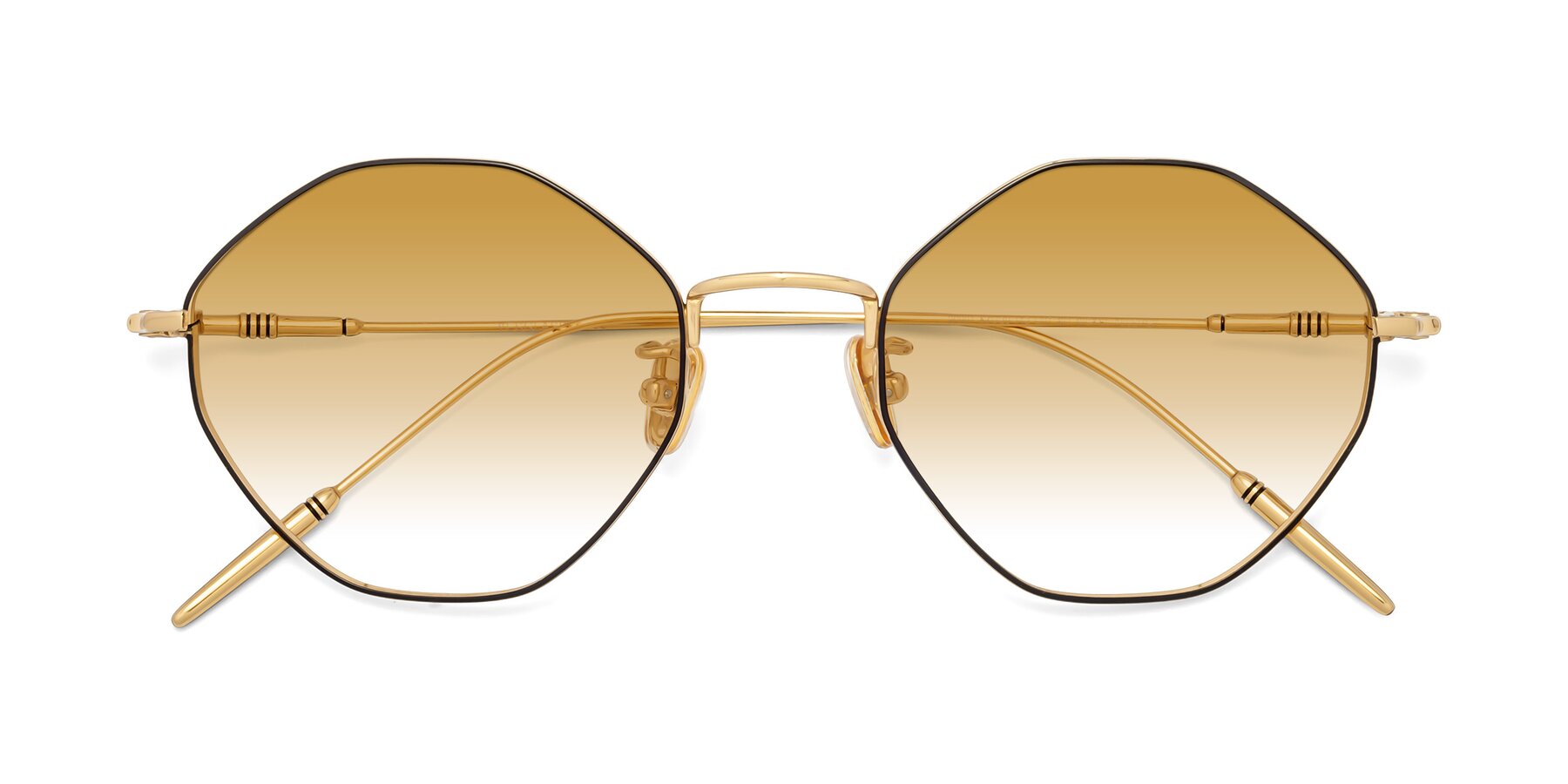 Folded Front of 90001 in Black-Gold with Champagne Gradient Lenses