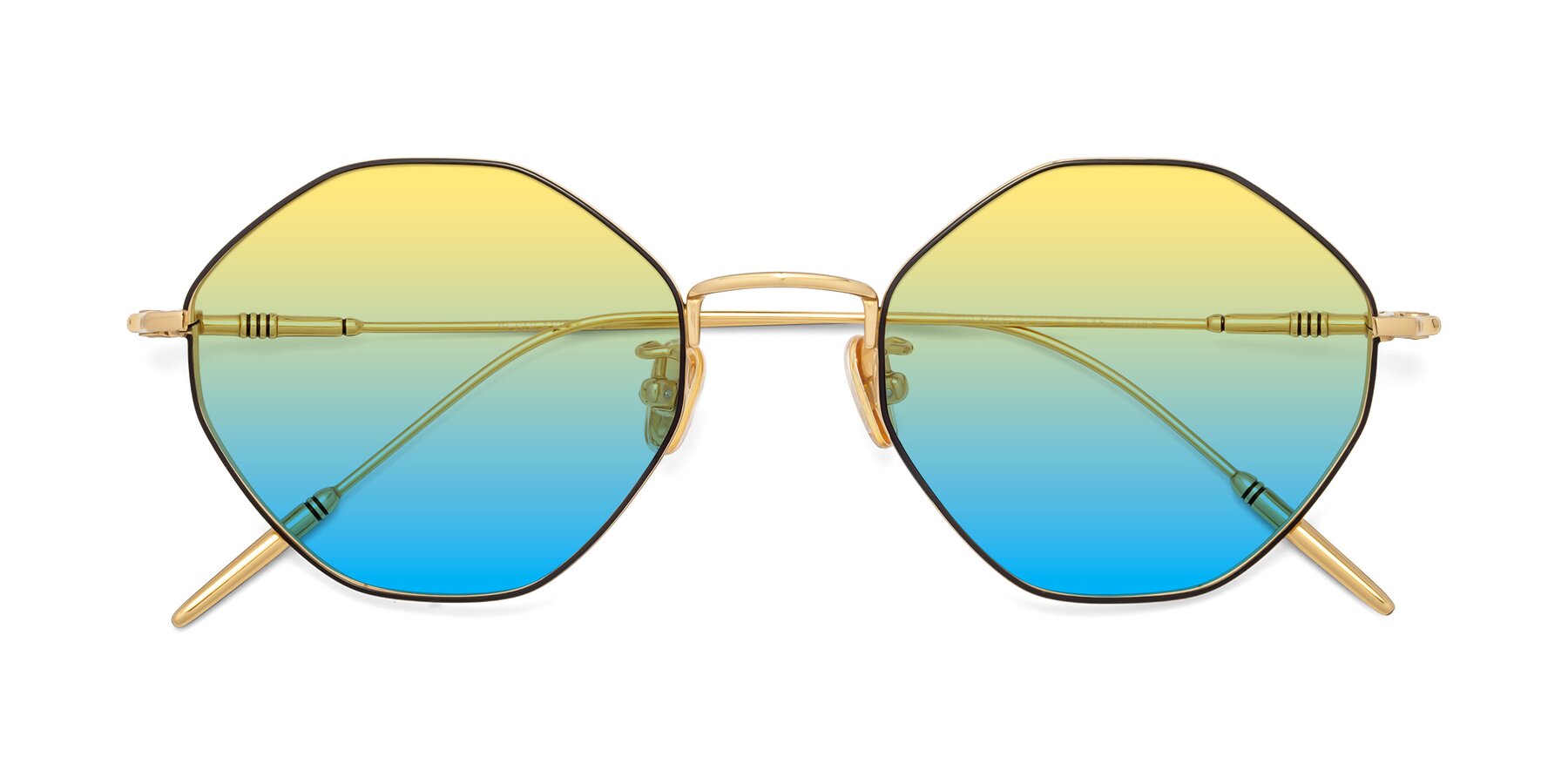 Folded Front of 90001 in Black-Gold with Yellow / Blue Gradient Lenses