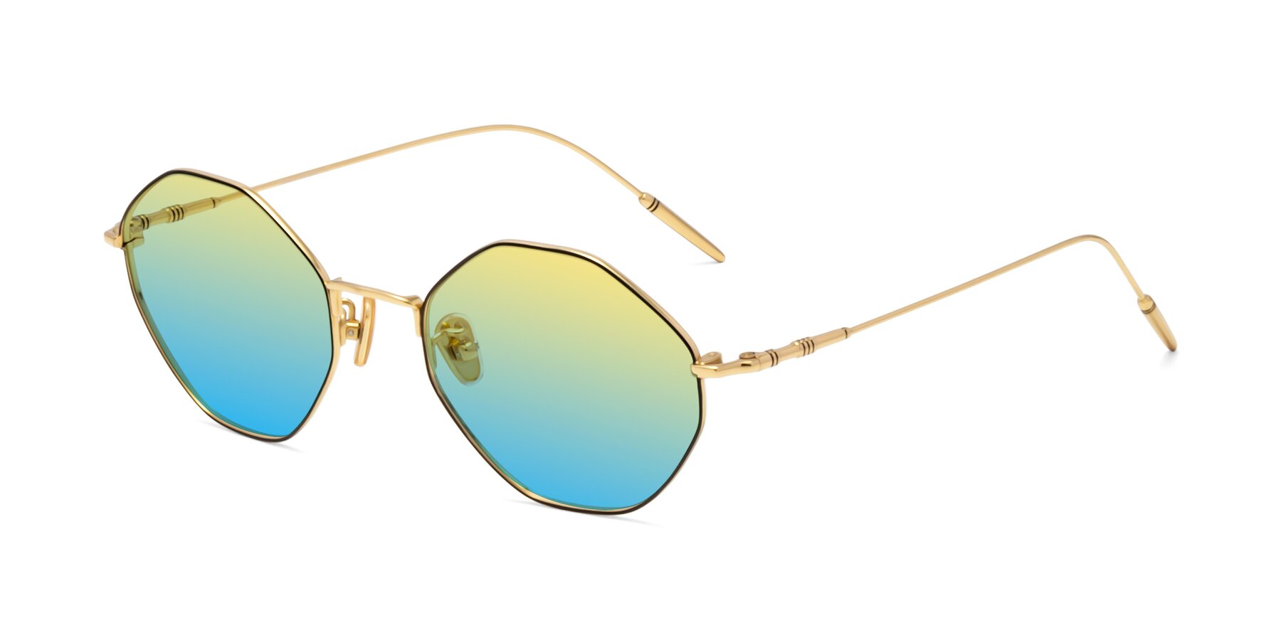 Angle of 90001 in Black-Gold with Yellow / Blue Gradient Lenses