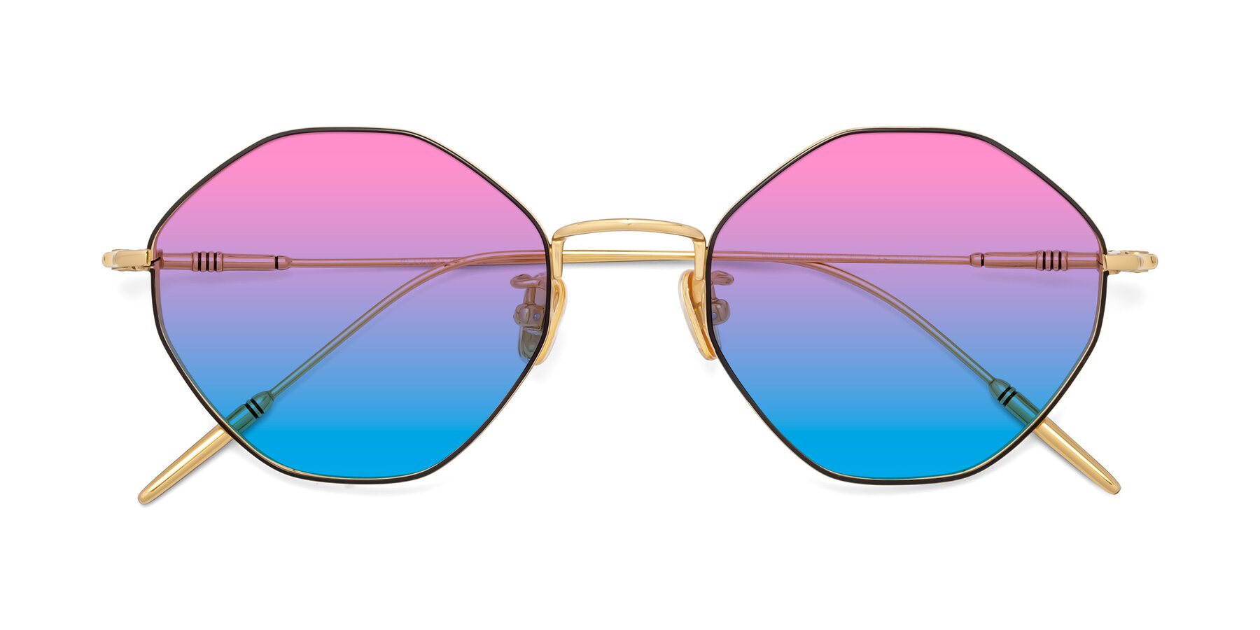 Folded Front of 90001 in Black-Gold with Pink / Blue Gradient Lenses