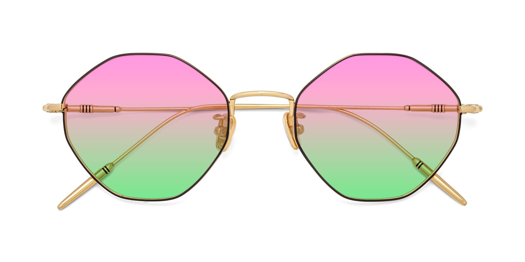 Folded Front of 90001 in Black-Gold with Pink / Green Gradient Lenses