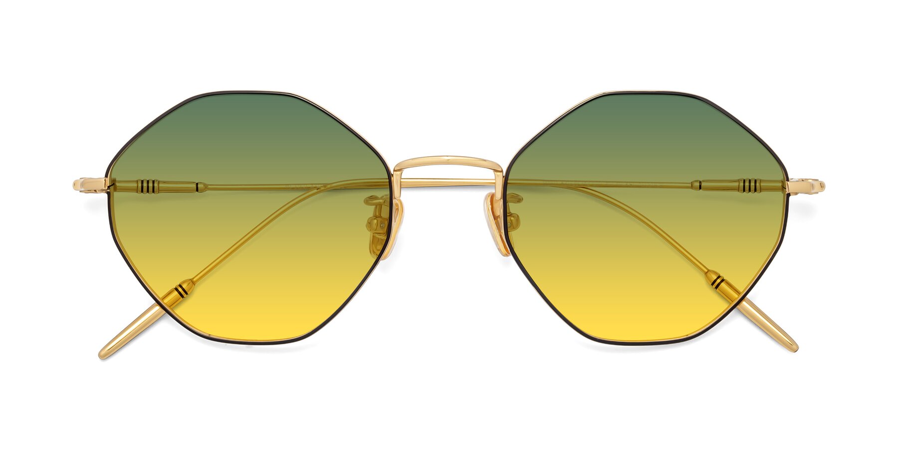 Folded Front of 90001 in Black-Gold with Green / Yellow Gradient Lenses
