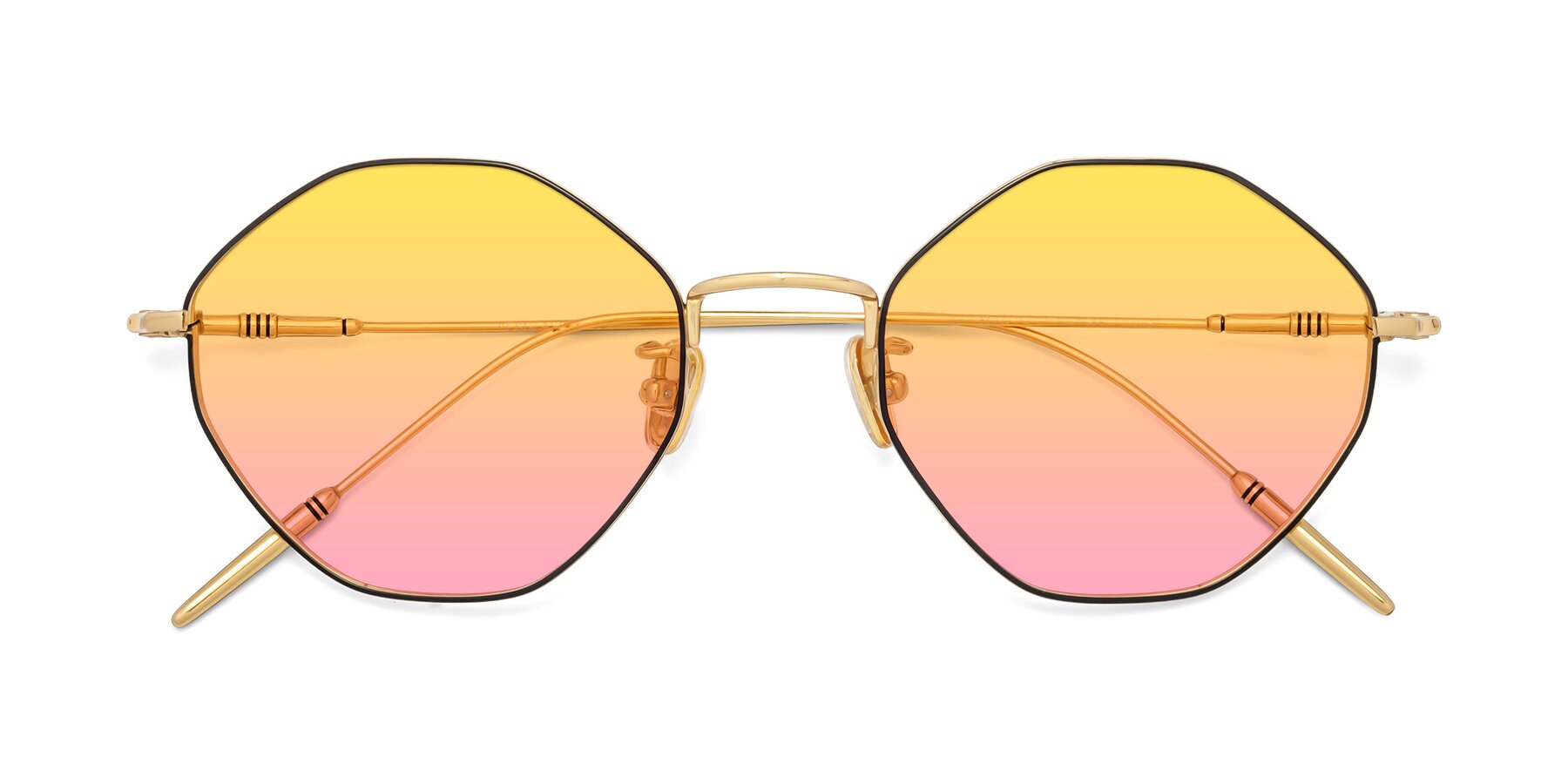 Folded Front of 90001 in Black-Gold with Yellow / Pink Gradient Lenses