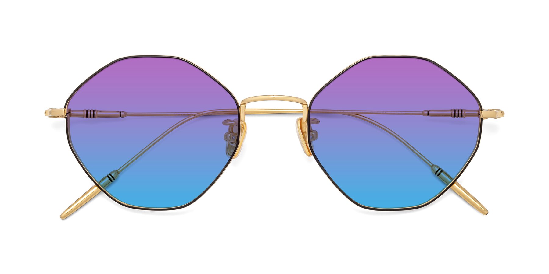 Folded Front of 90001 in Black-Gold with Purple / Blue Gradient Lenses