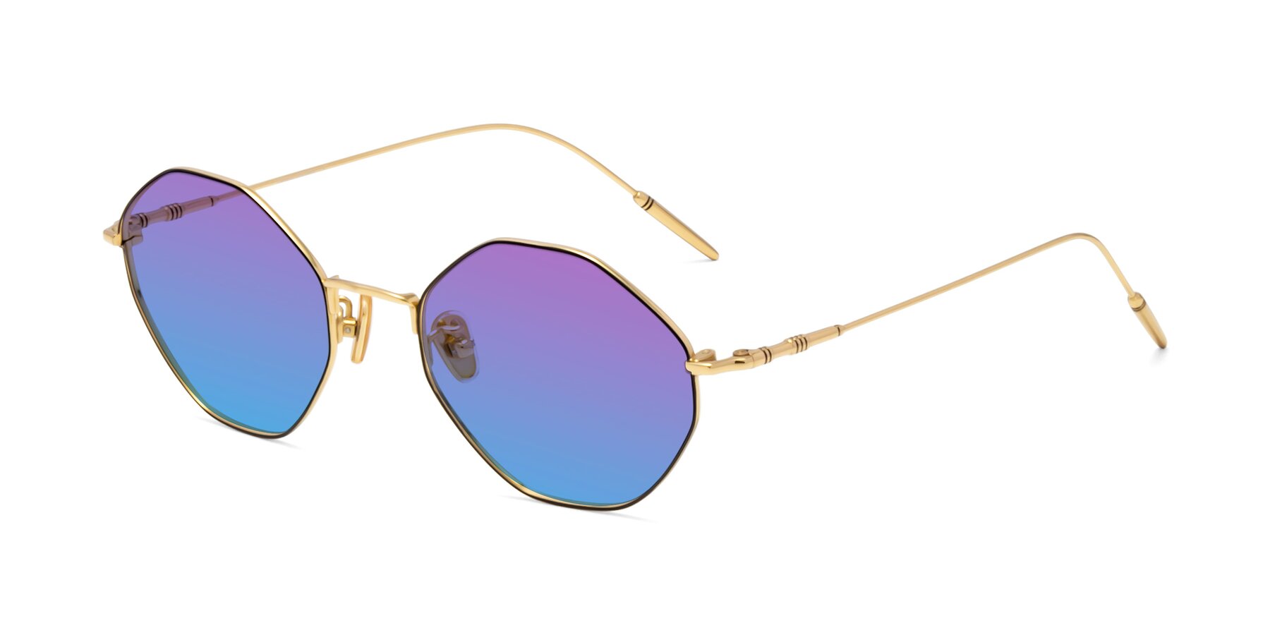 Angle of 90001 in Black-Gold with Purple / Blue Gradient Lenses