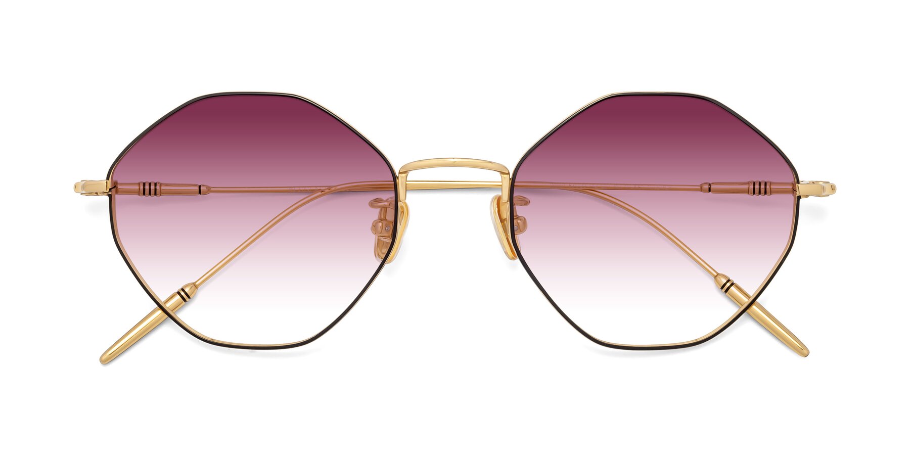 Folded Front of 90001 in Black-Gold with Wine Gradient Lenses