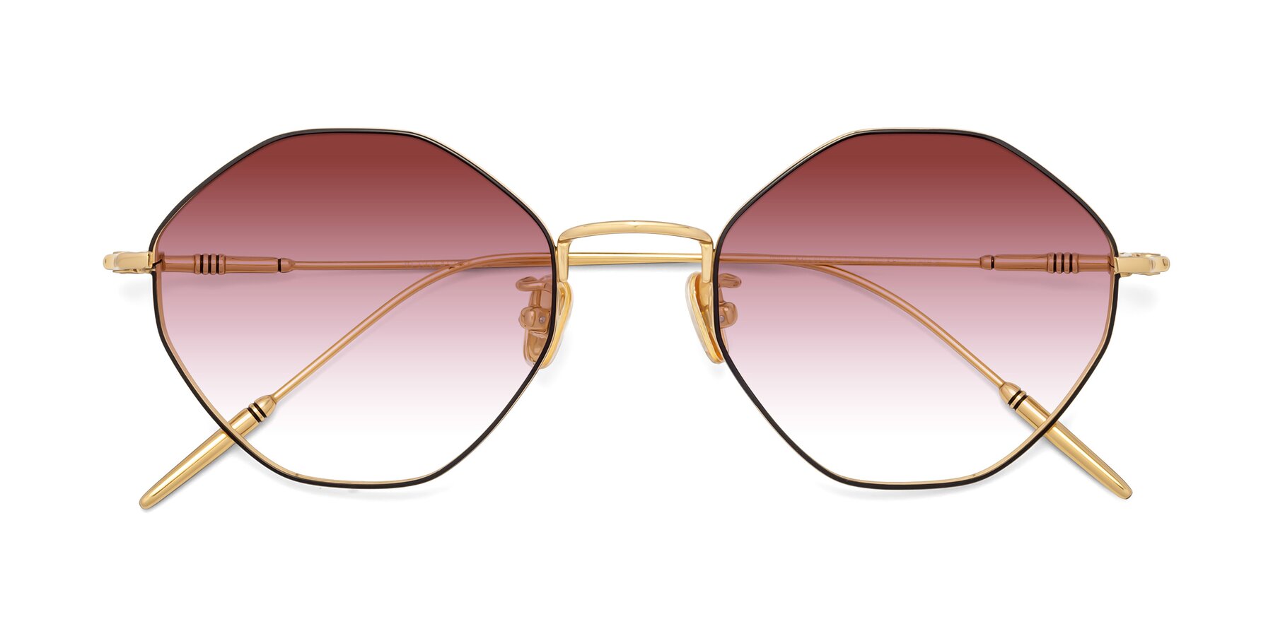 Folded Front of 90001 in Black-Gold with Garnet Gradient Lenses