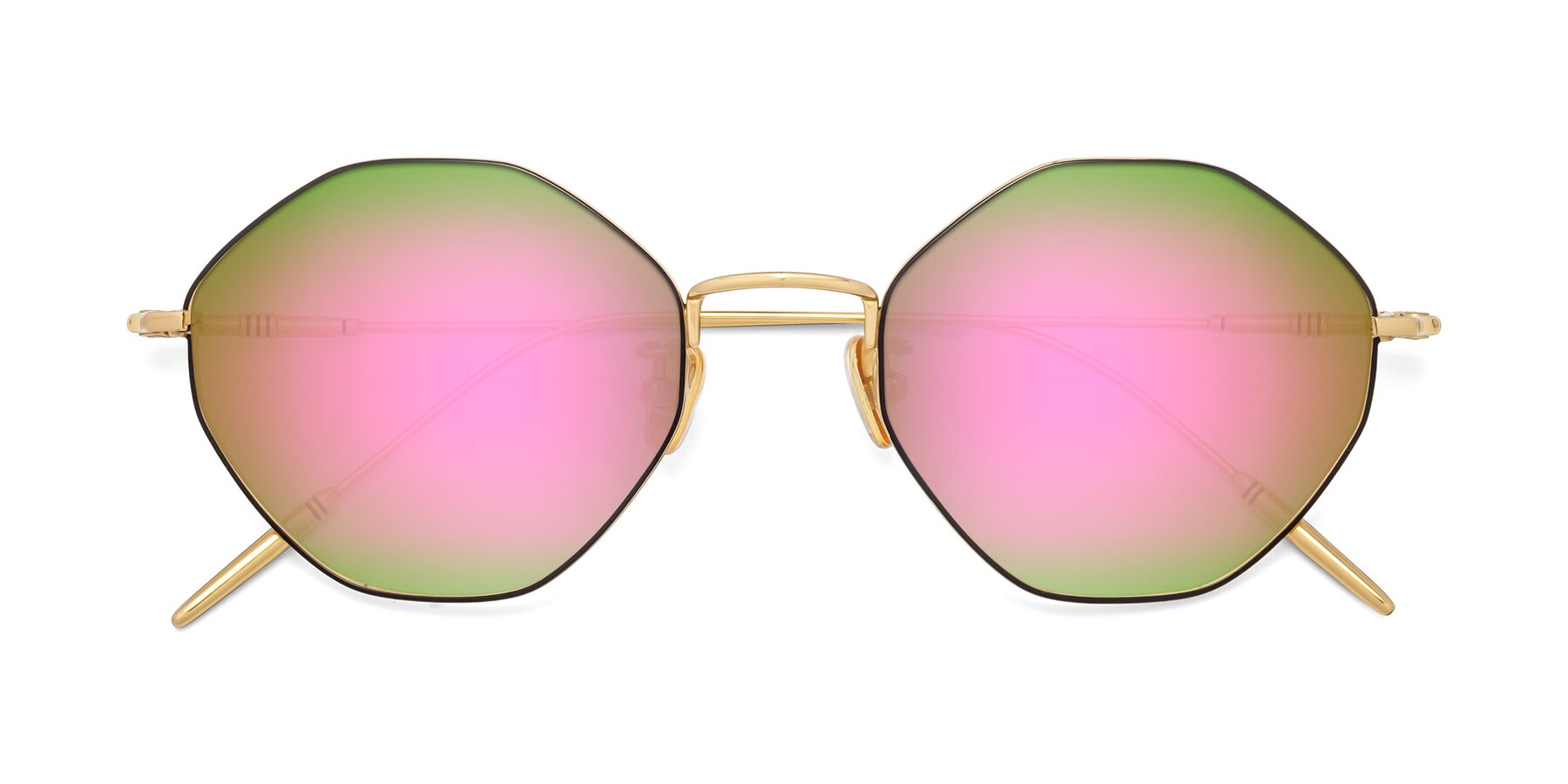 Folded Front of 90001 in Black-Gold with Pink Mirrored Lenses