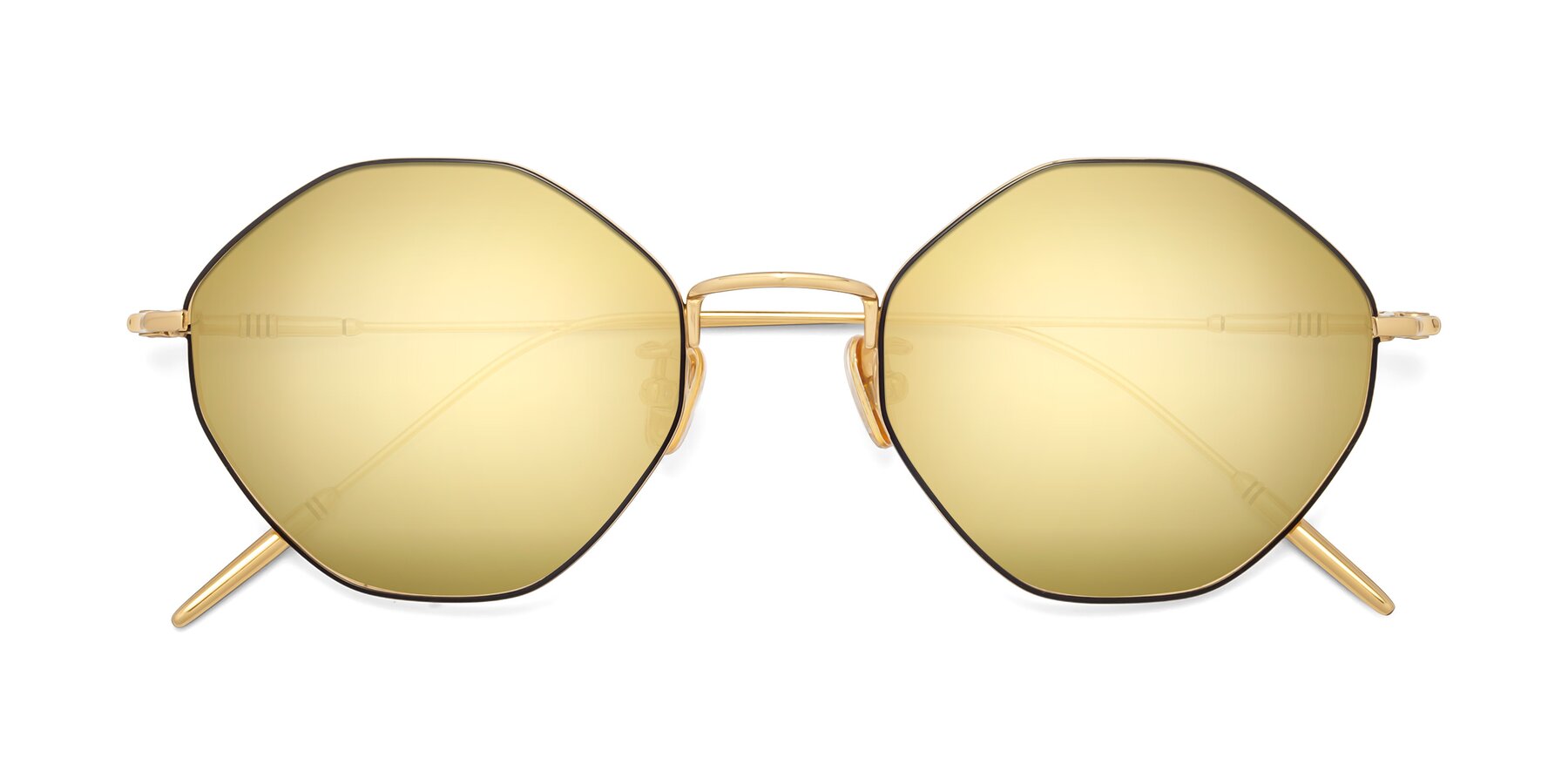 Folded Front of 90001 in Black-Gold with Gold Mirrored Lenses