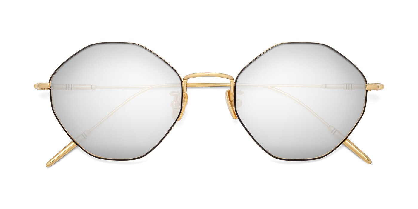 90001 - Black / Gold Flash Mirrored Sunglasses