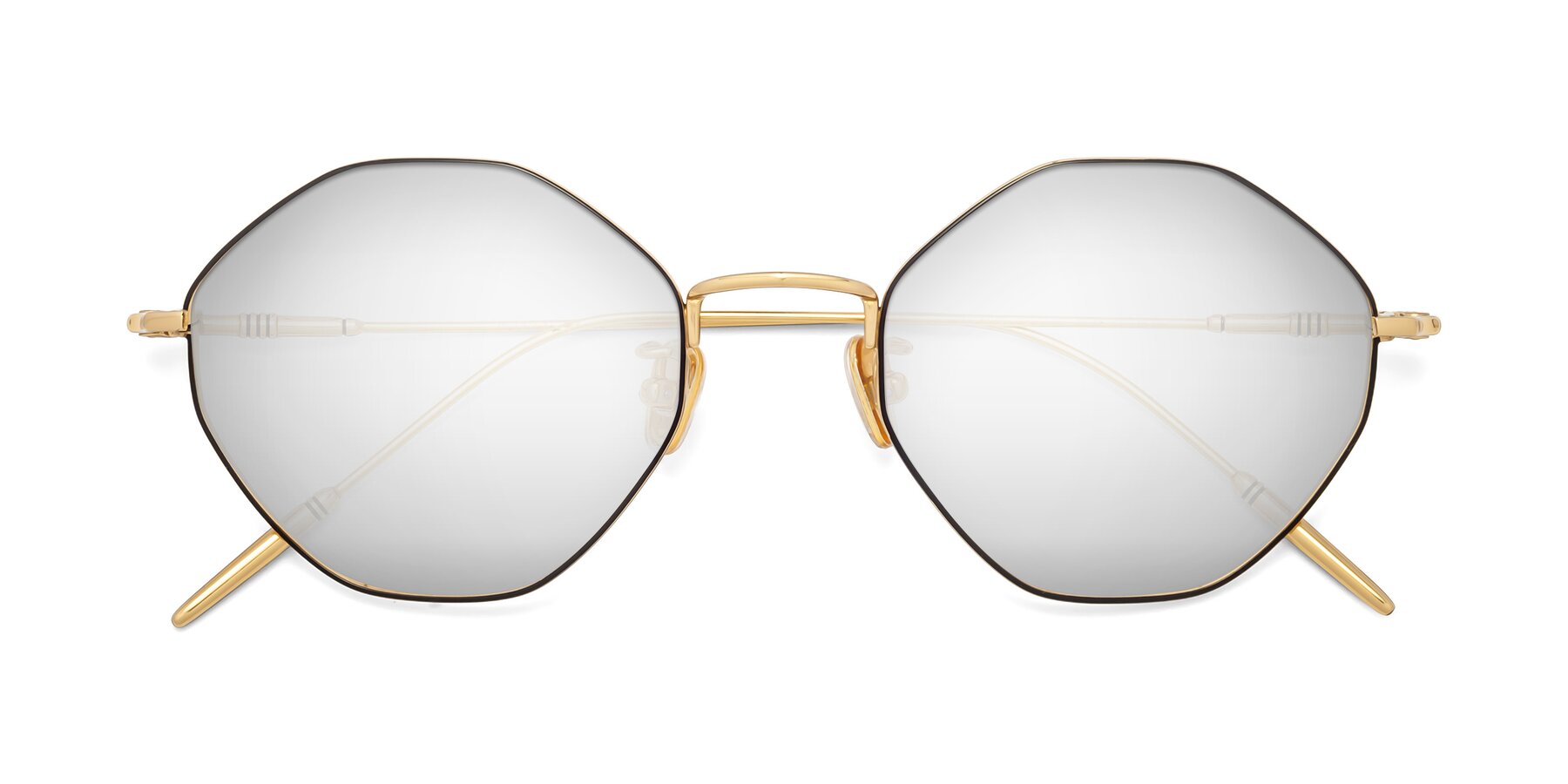 Folded Front of 90001 in Black-Gold with Silver Mirrored Lenses