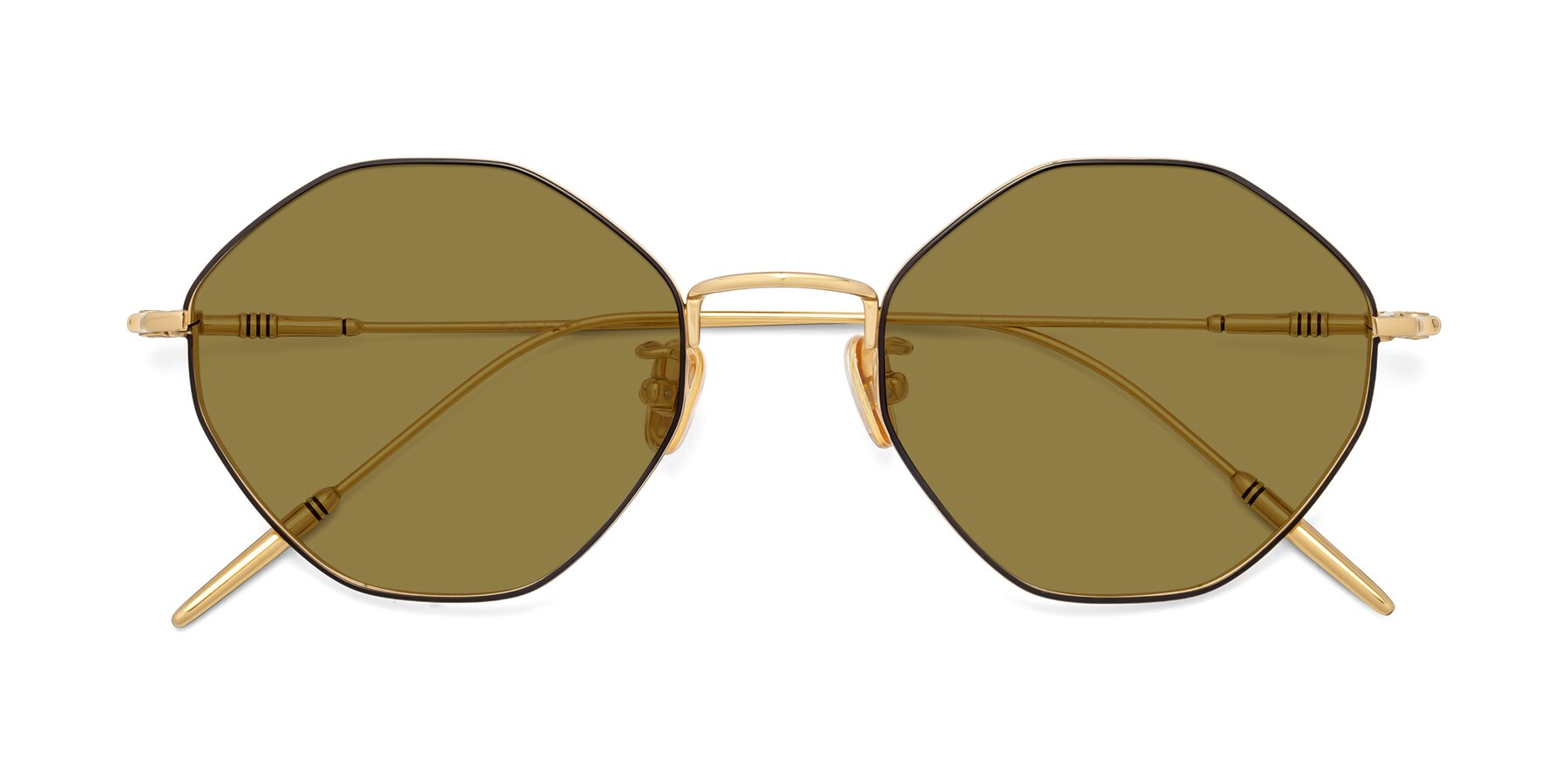 Folded Front of 90001 in Black-Gold with Brown Polarized Lenses