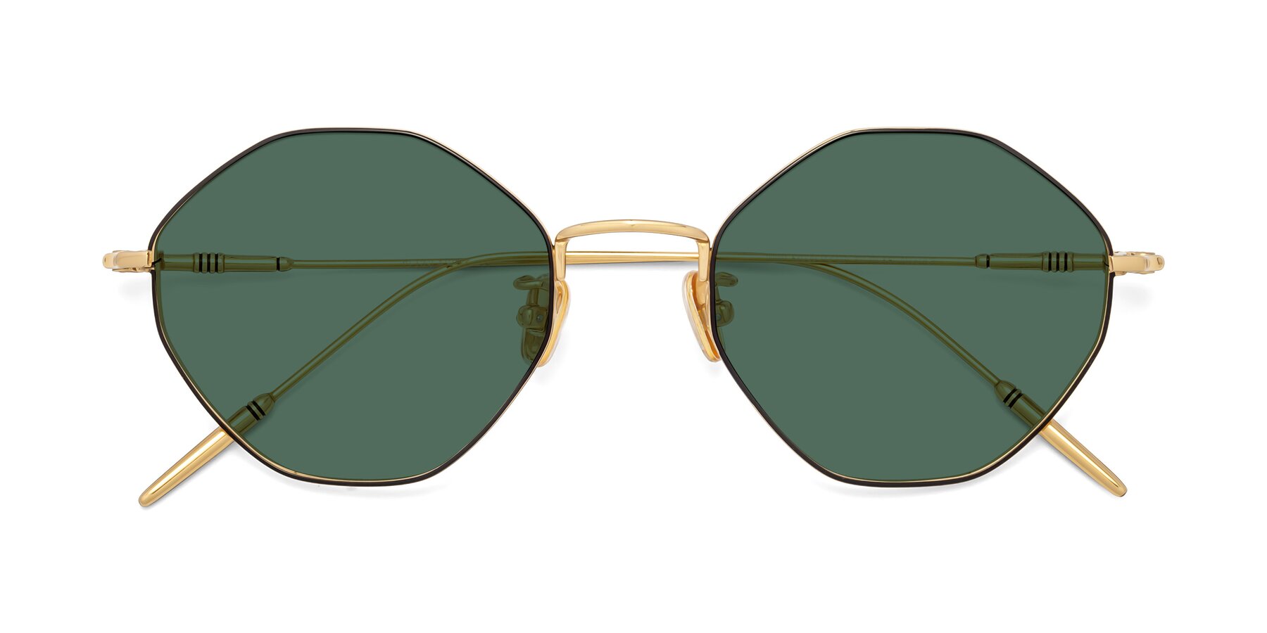 Folded Front of 90001 in Black-Gold with Green Polarized Lenses