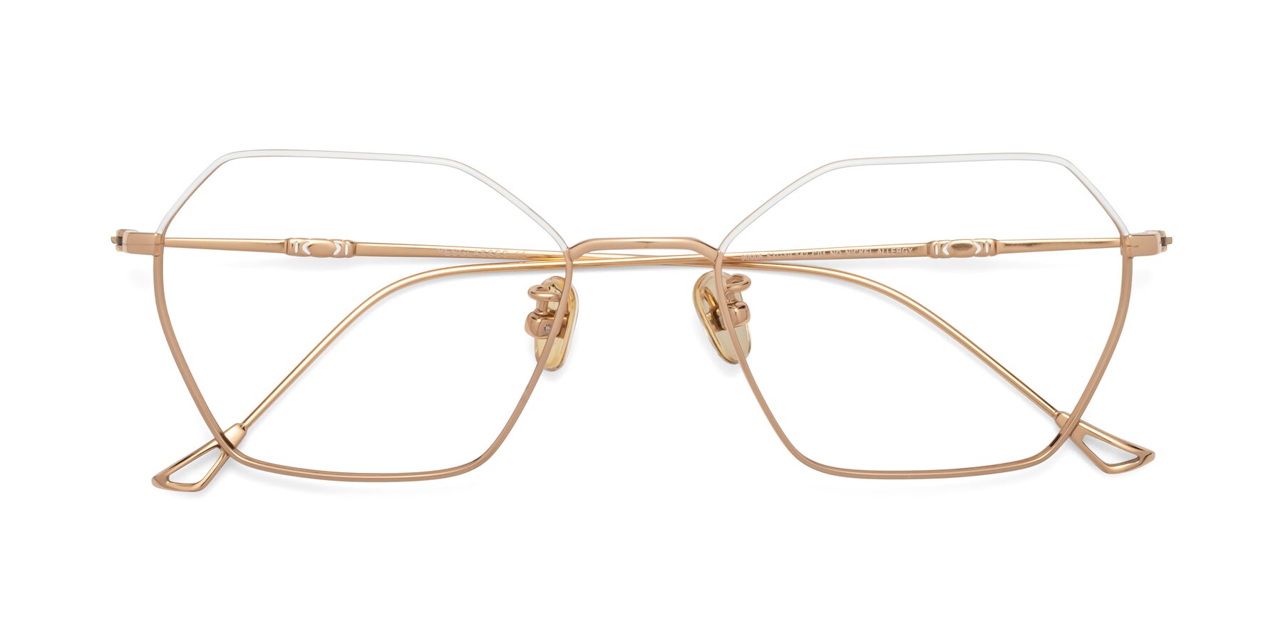 Folded Front of 90006 in White-Gold with Clear Eyeglass Lenses