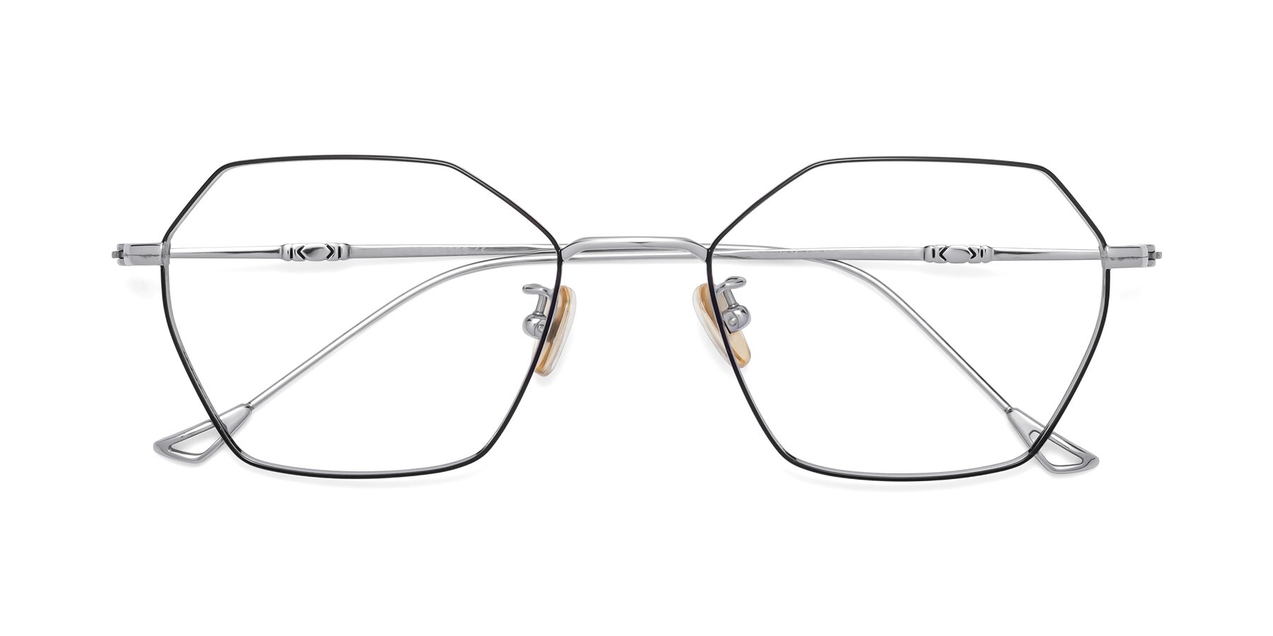 Folded Front of 90006 in Black-Silver with Clear Reading Eyeglass Lenses