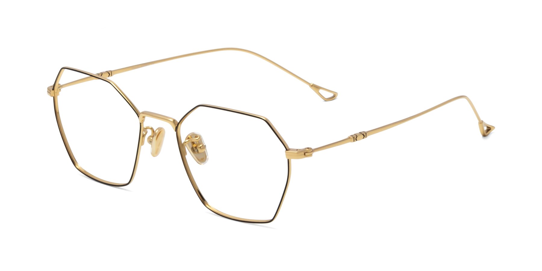 Angle of 90006 in Black-Gold with Clear Eyeglass Lenses