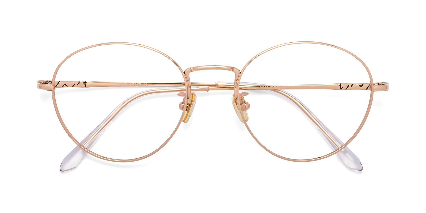 Folded Front of 90030 in Rose Gold with Clear Eyeglass Lenses