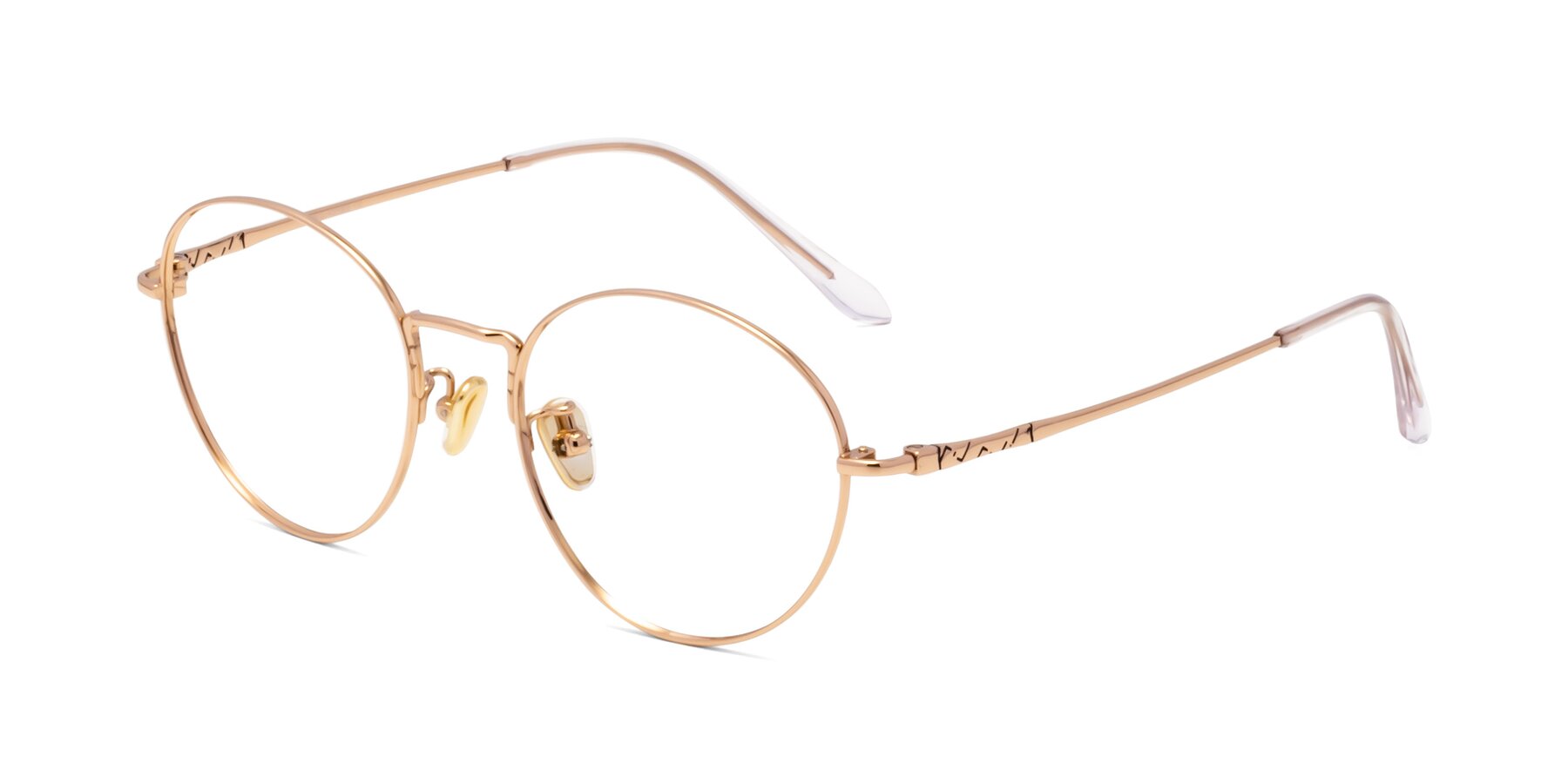 Angle of 90030 in Rose Gold with Clear Reading Eyeglass Lenses