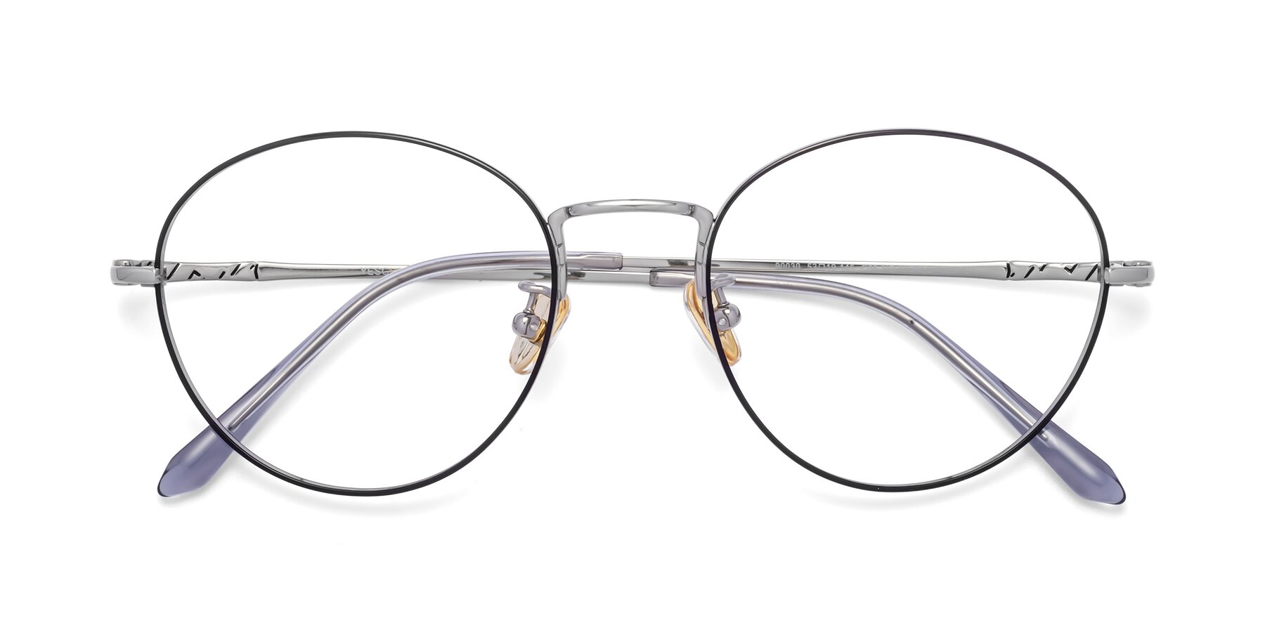 Folded Front of 90030 in Black-Silver with Clear Eyeglass Lenses
