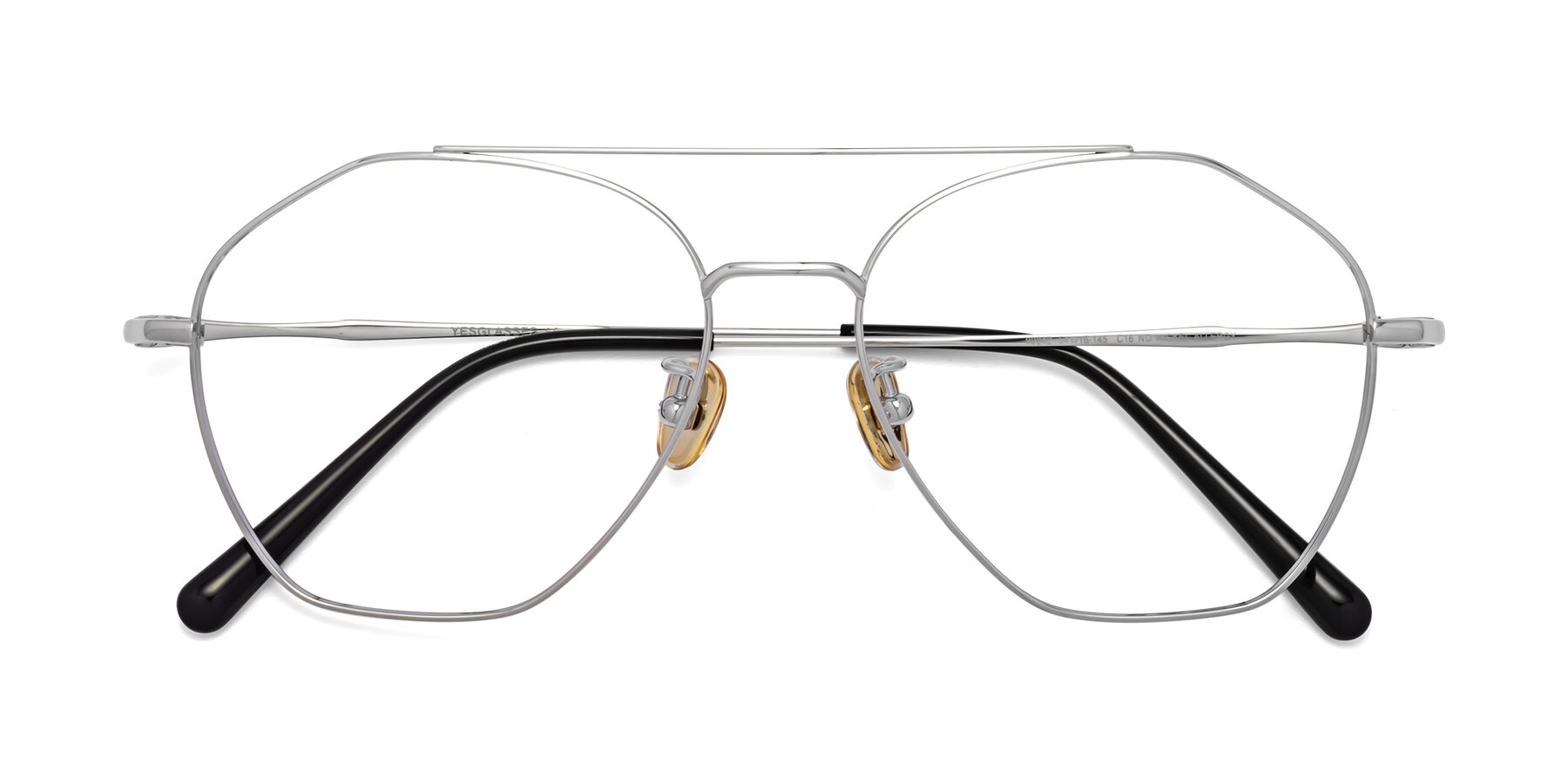 Folded Front of Linton in Silver with Clear Eyeglass Lenses