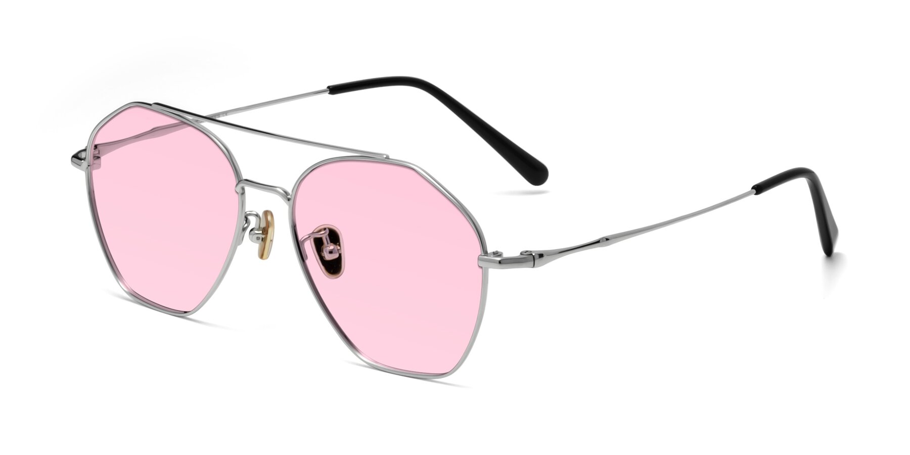 Angle of Linton in Silver with Light Pink Tinted Lenses