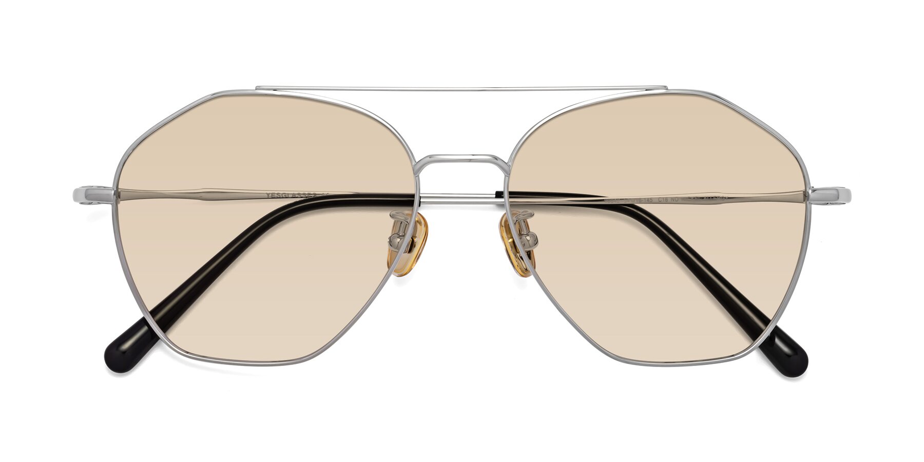 Folded Front of Linton in Silver with Light Brown Tinted Lenses