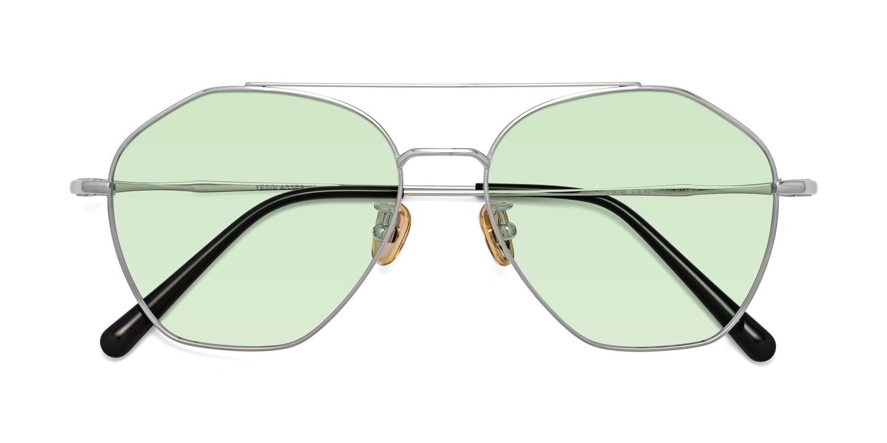 Folded Front of 90042 in Silver with Light Green Tinted Lenses