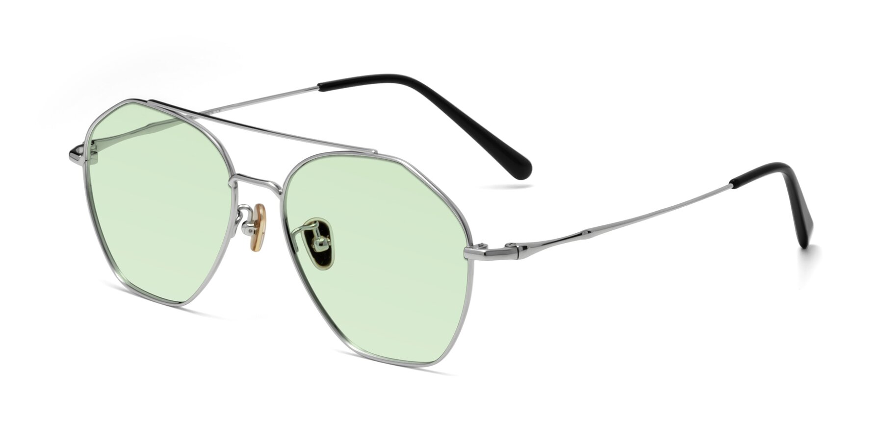 Angle of 90042 in Silver with Light Green Tinted Lenses