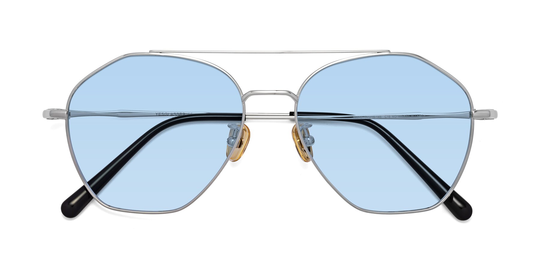 Folded Front of 90042 in Silver with Light Blue Tinted Lenses