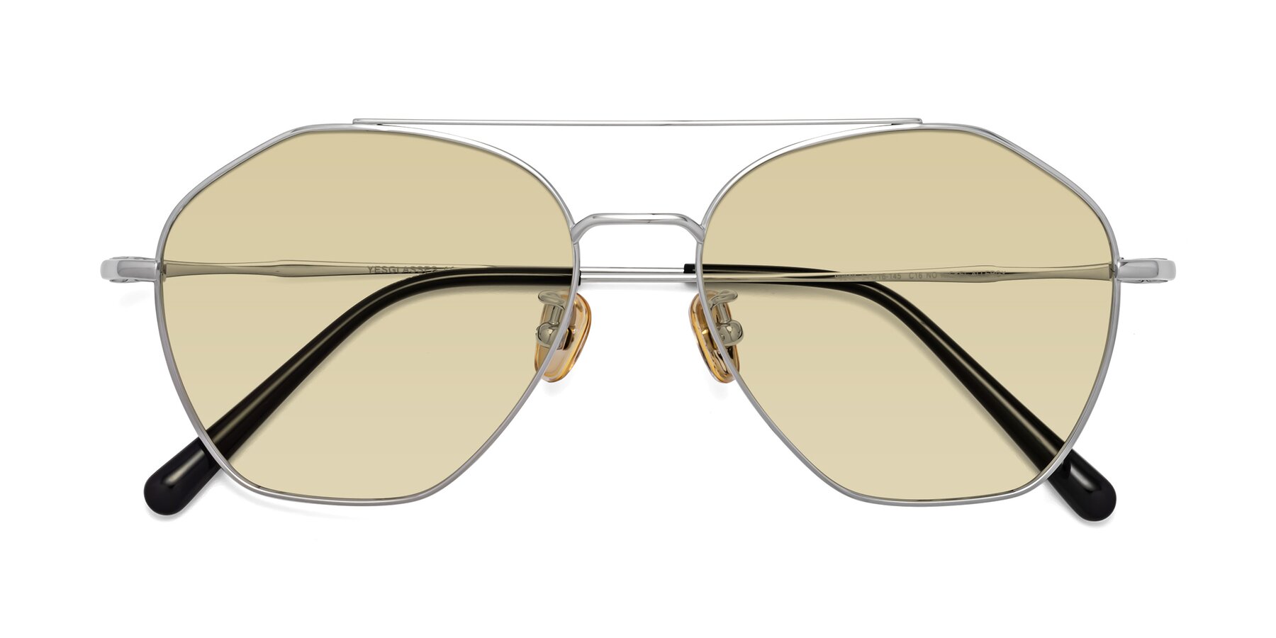Folded Front of Linton in Silver with Light Champagne Tinted Lenses