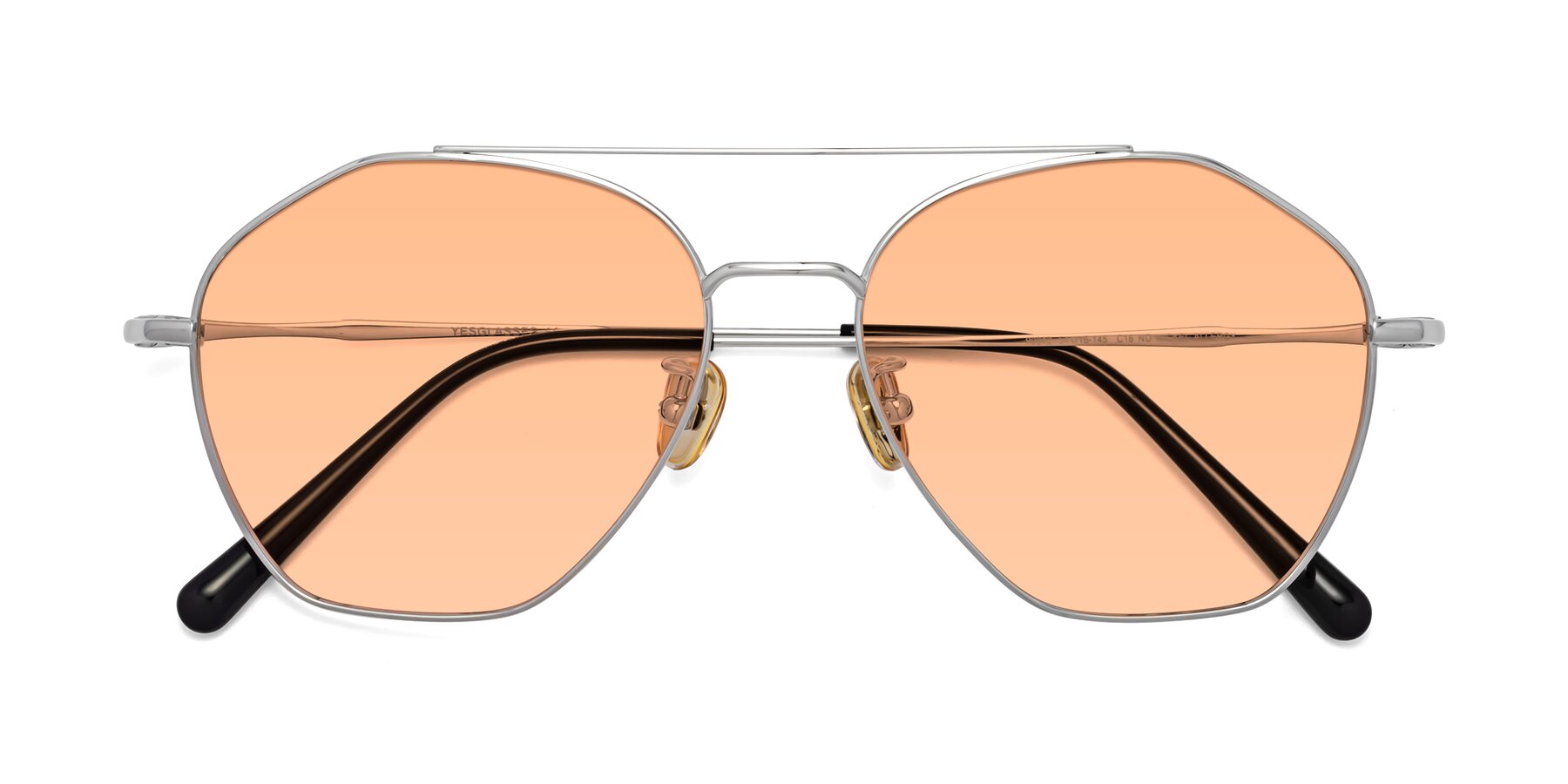 Folded Front of Linton in Silver with Light Orange Tinted Lenses