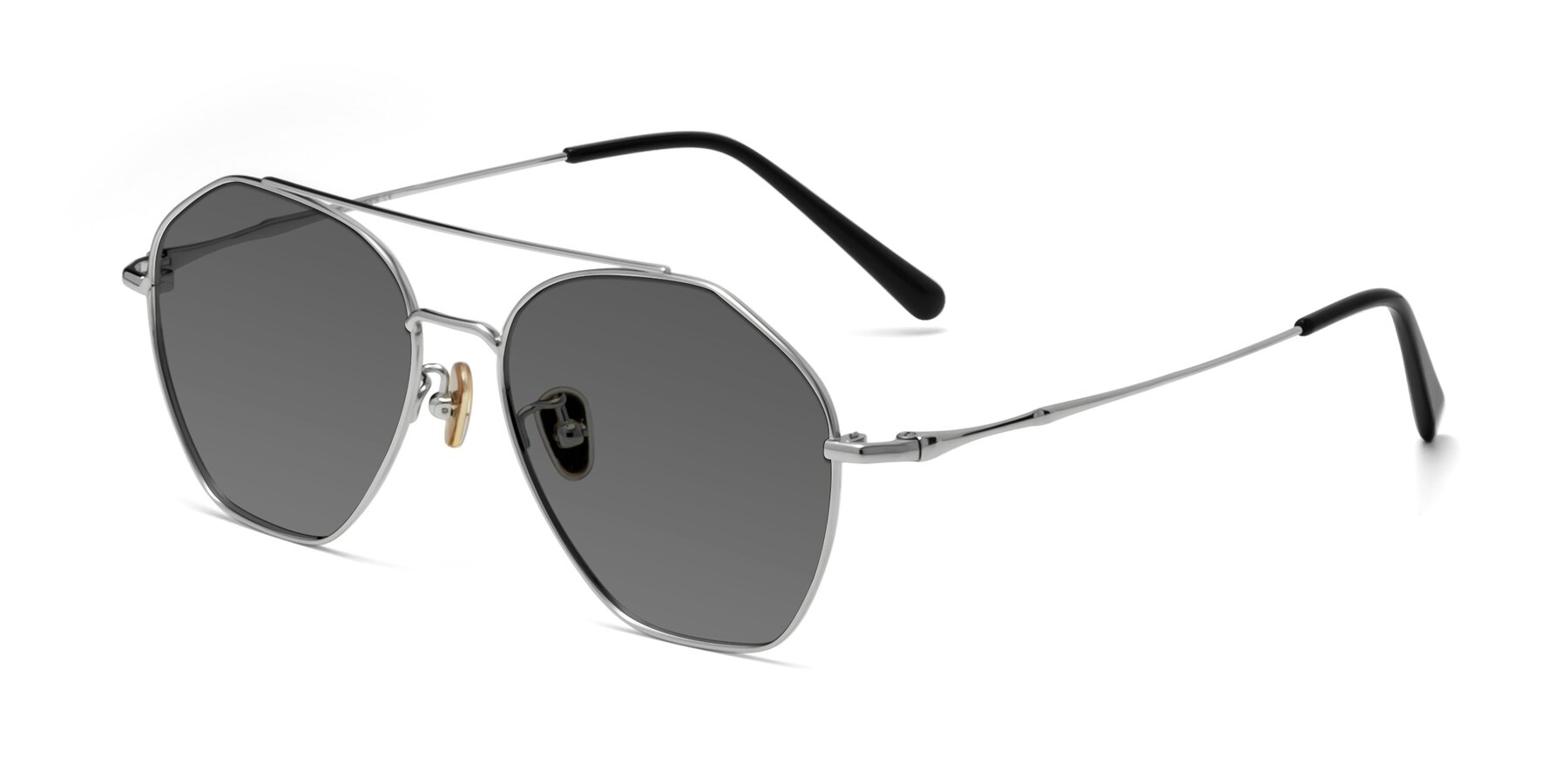 Angle of Linton in Silver with Medium Gray Tinted Lenses