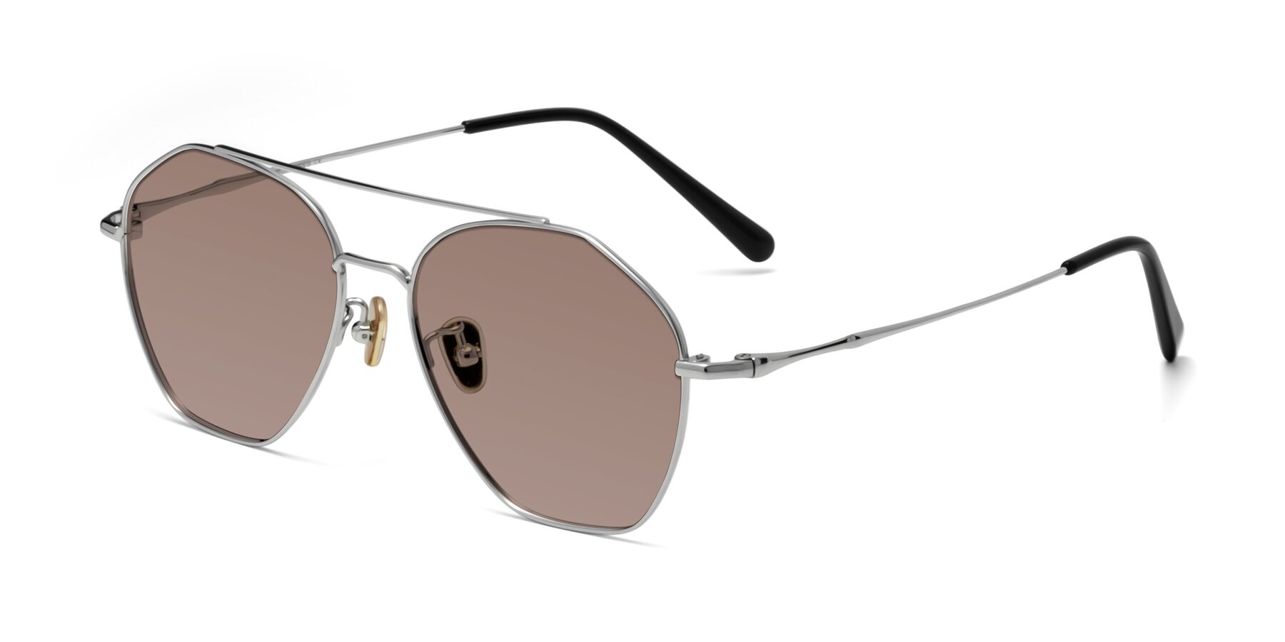 Angle of Linton in Silver with Medium Brown Tinted Lenses