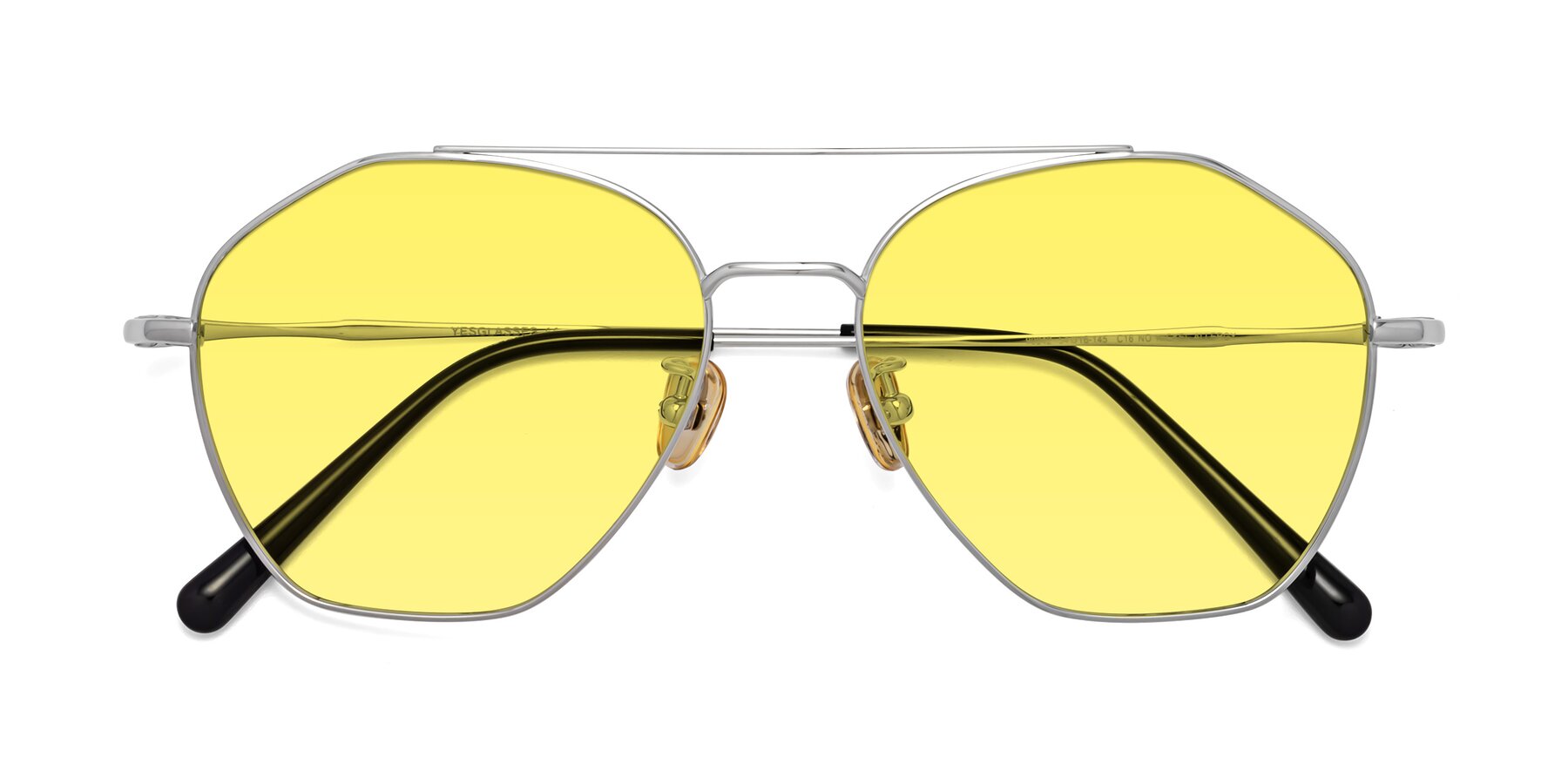 Folded Front of Linton in Silver with Medium Yellow Tinted Lenses