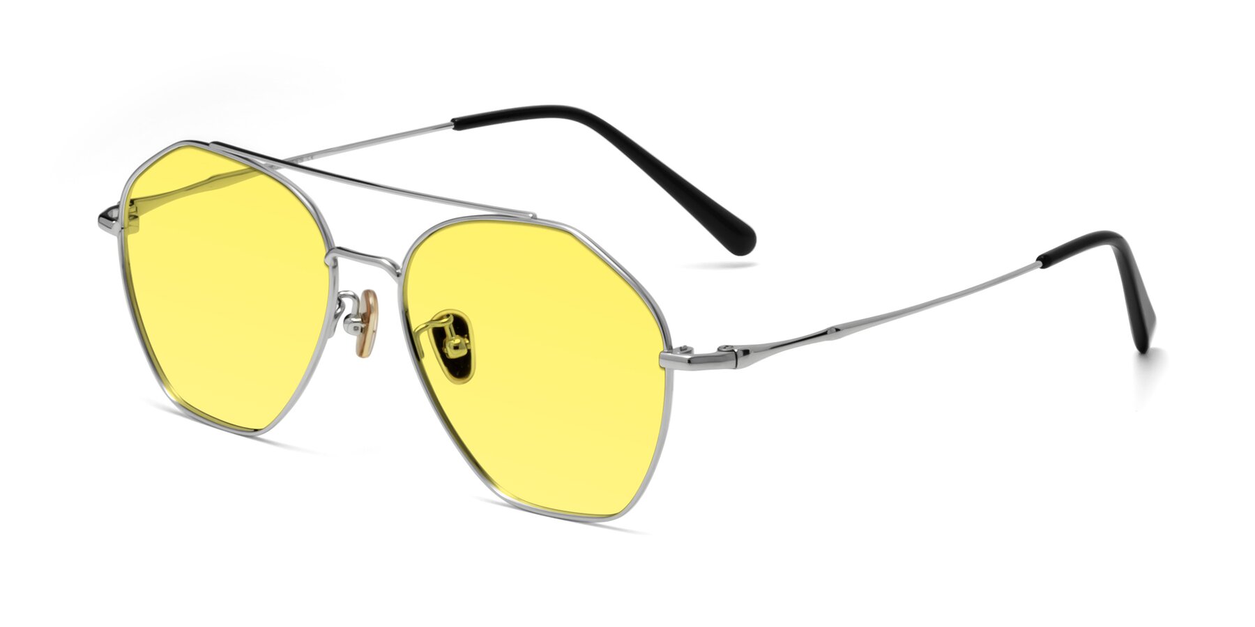 Angle of Linton in Silver with Medium Yellow Tinted Lenses