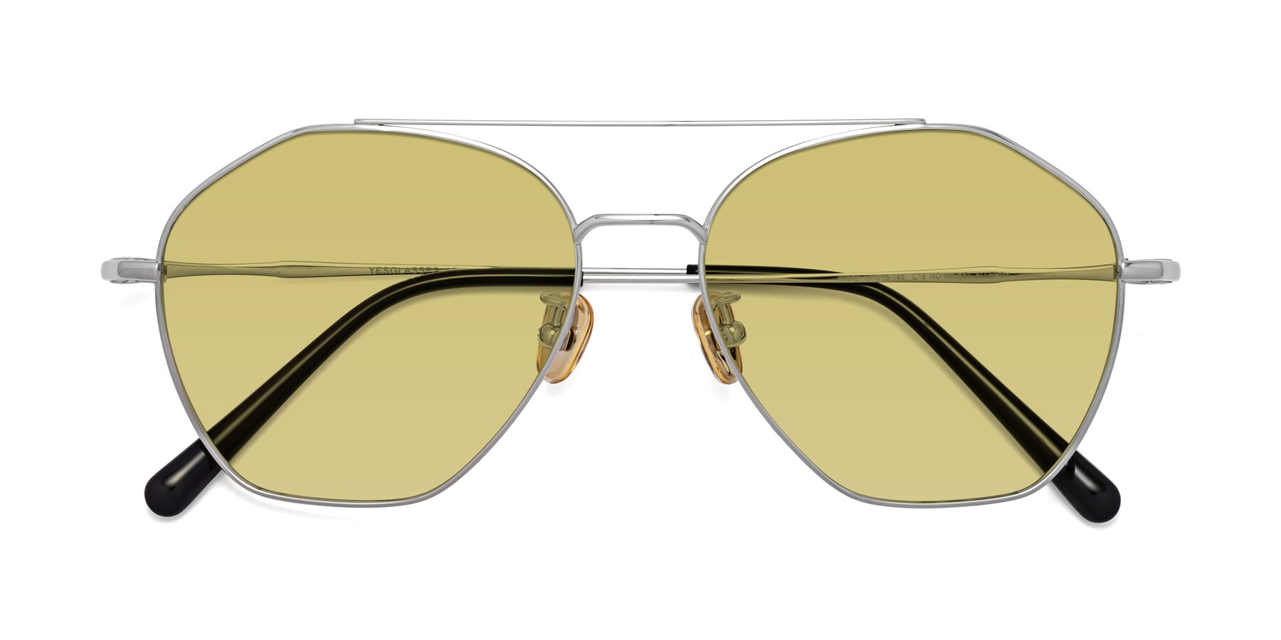 Folded Front of Linton in Silver with Medium Champagne Tinted Lenses